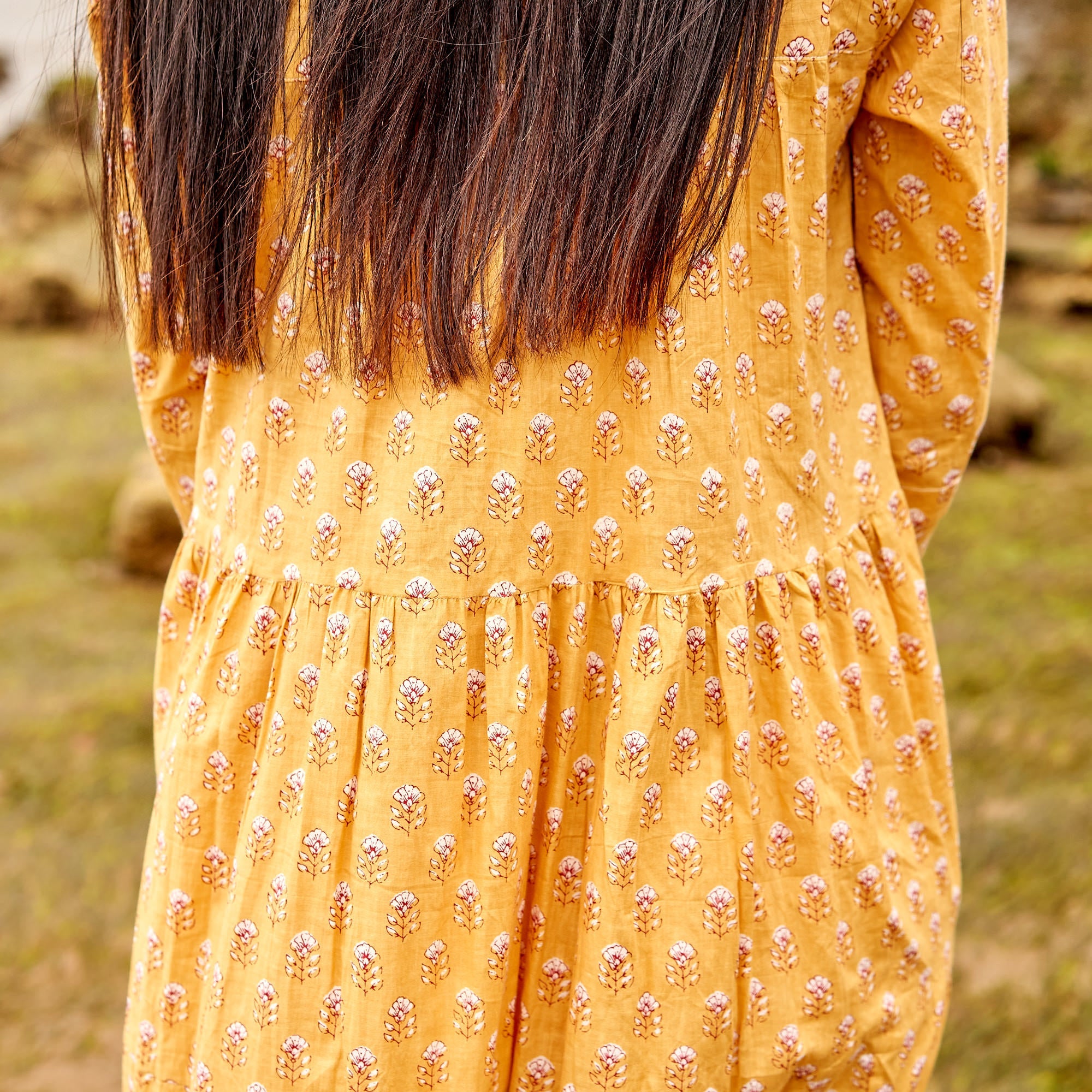 Golden Summer Cotton Maxi Dress | Warm Tones