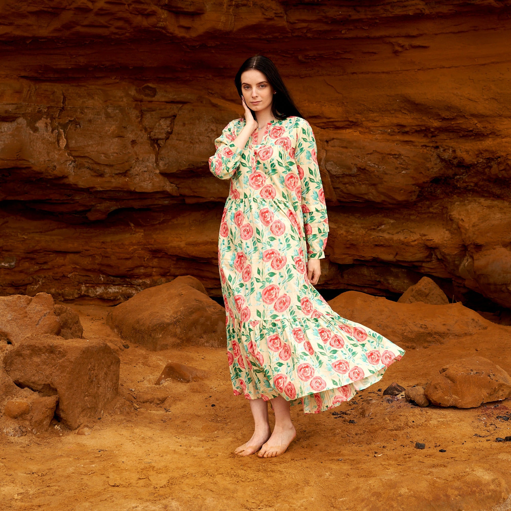 Rose Revival Cotton Maxi Dress | Romantic Florals