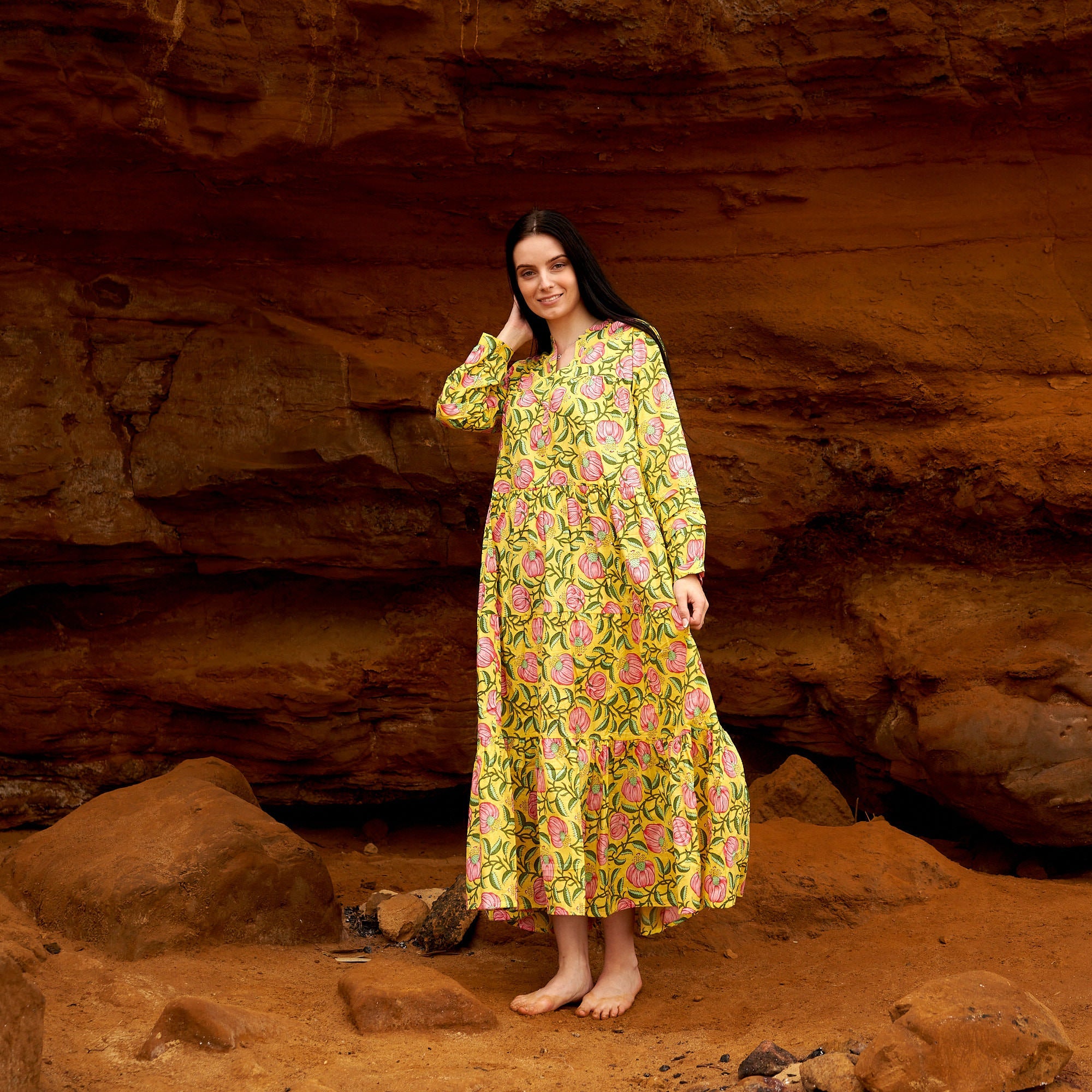 Sun Goddess Cotton Maxi Dress | Warm & Bright