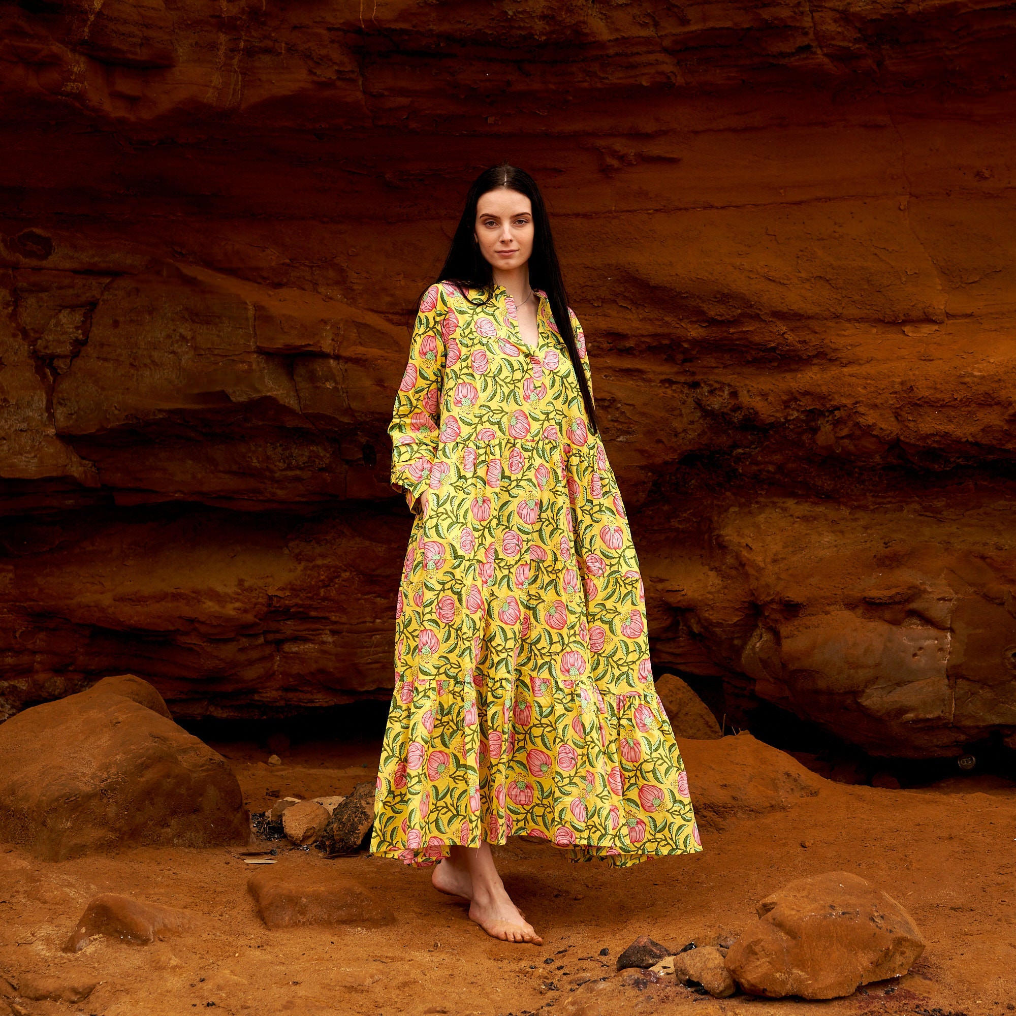 Sun Goddess Cotton Maxi Dress | Warm & Bright