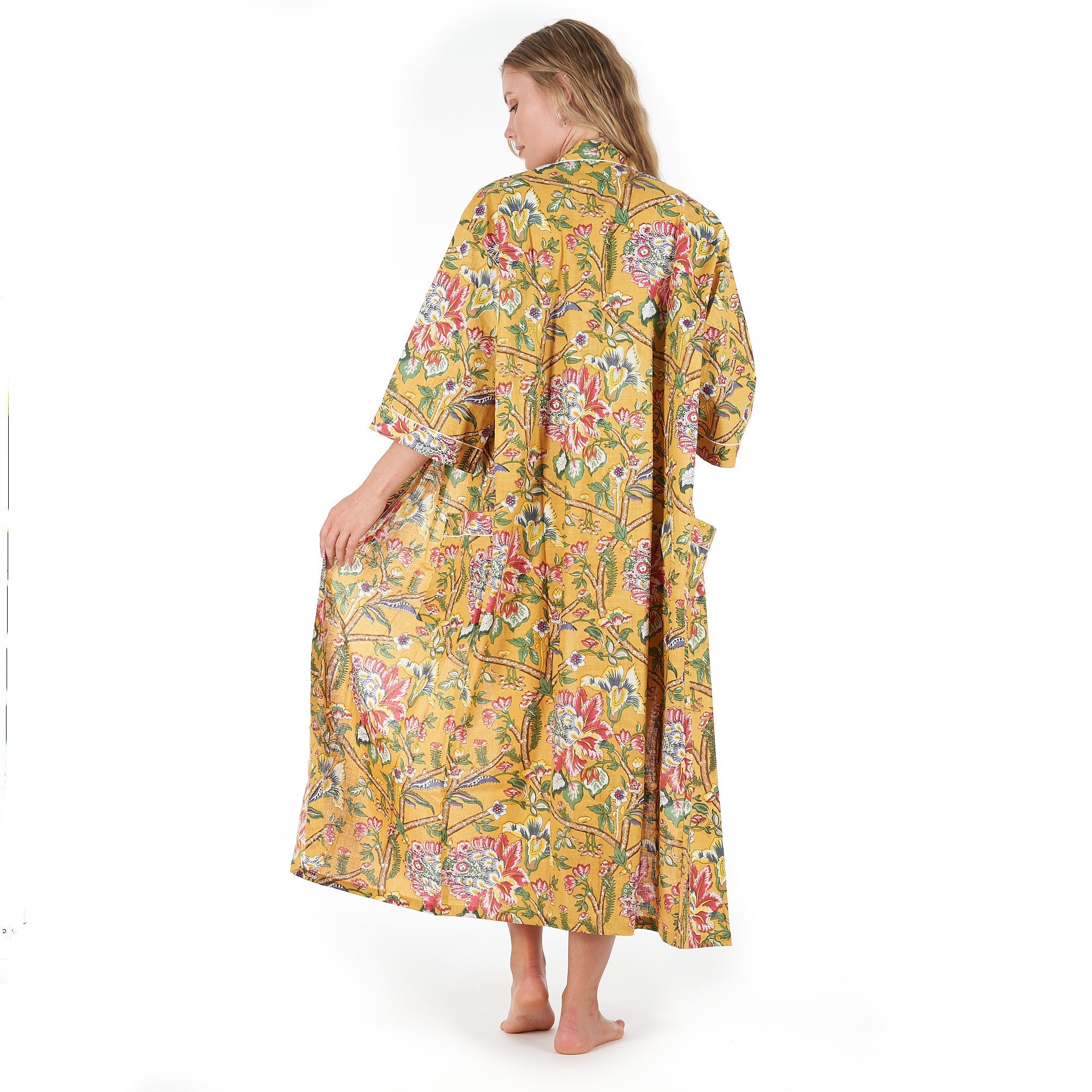 Mustard Mystique Cotton Kimono Robe