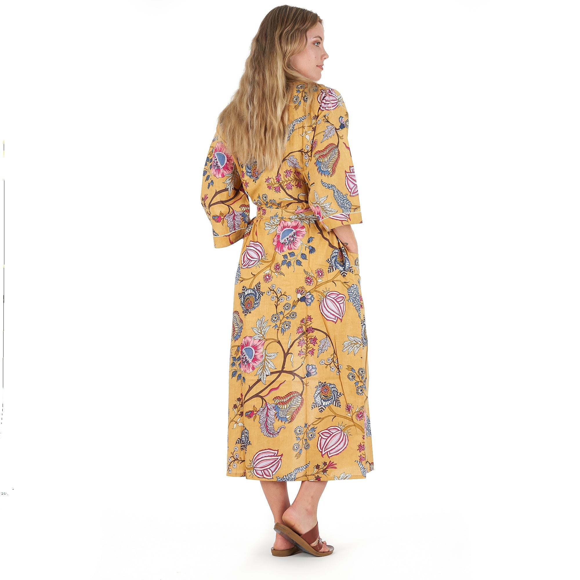 Yellow Rendezvous Cotton Kimono Robe