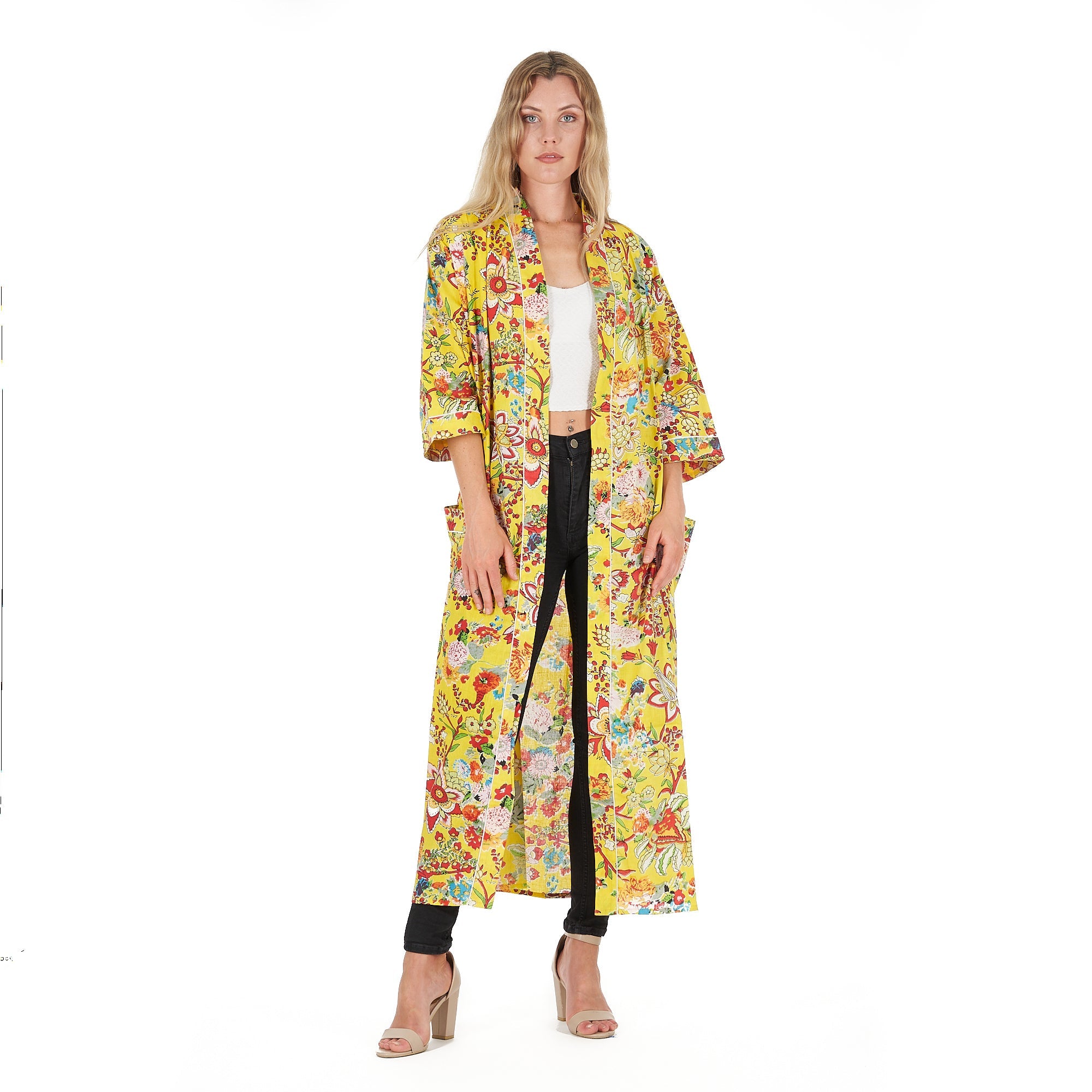 Tuscan Sunshine Cotton Kimono Robe