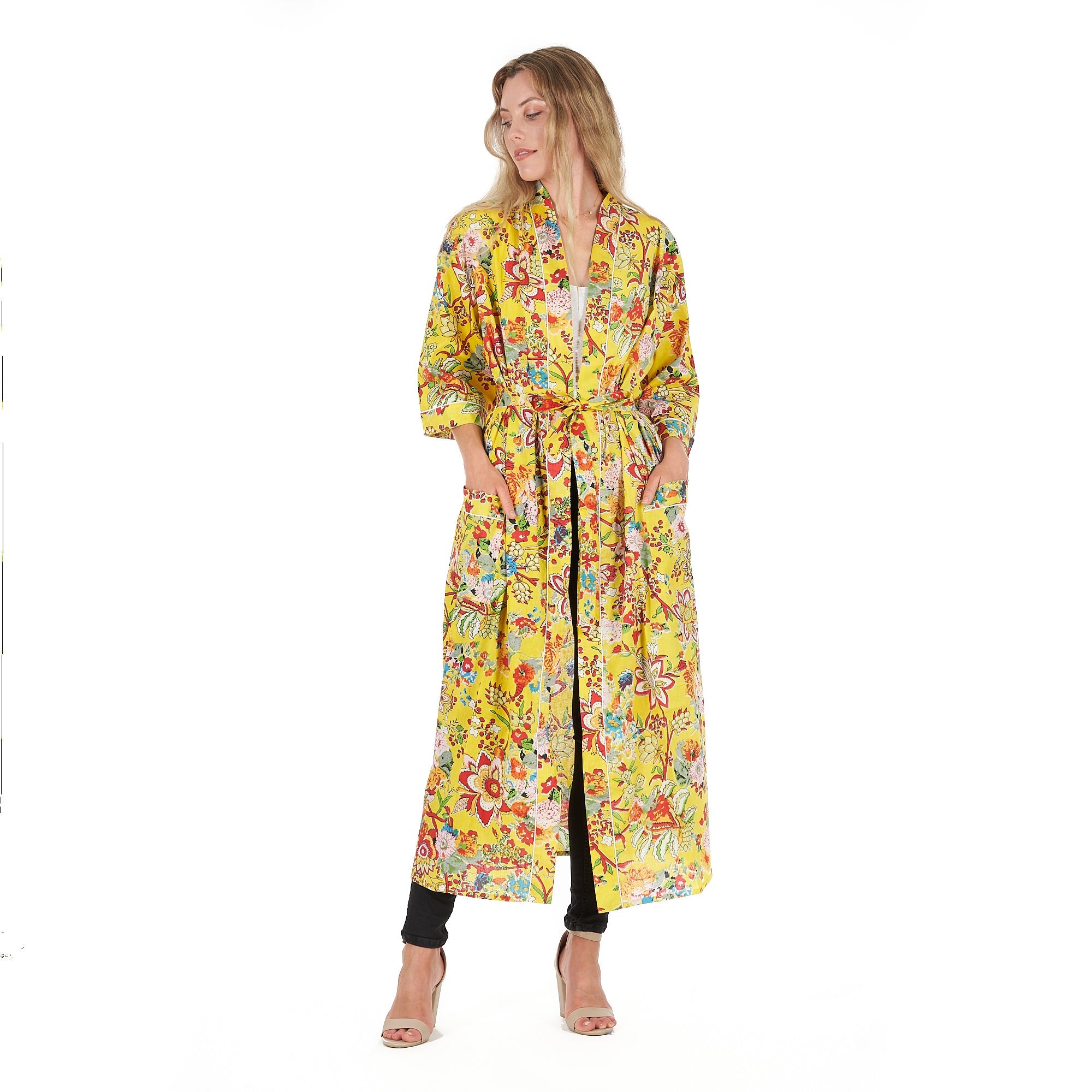 Tuscan Sunshine Cotton Kimono Robe