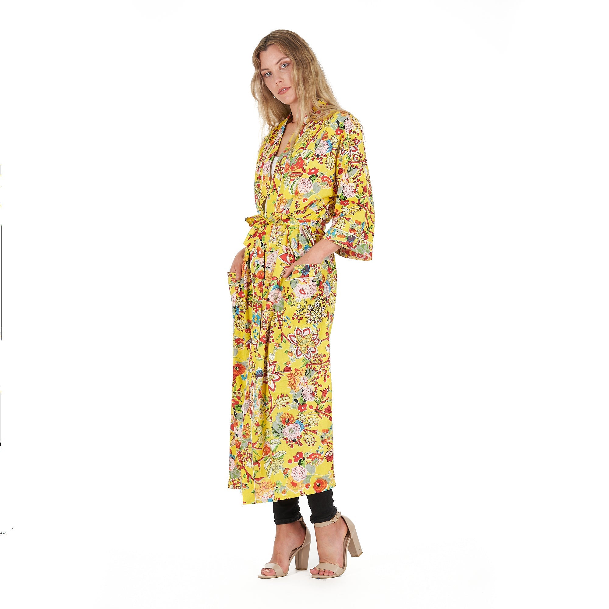 Tuscan Sunshine Cotton Kimono Robe