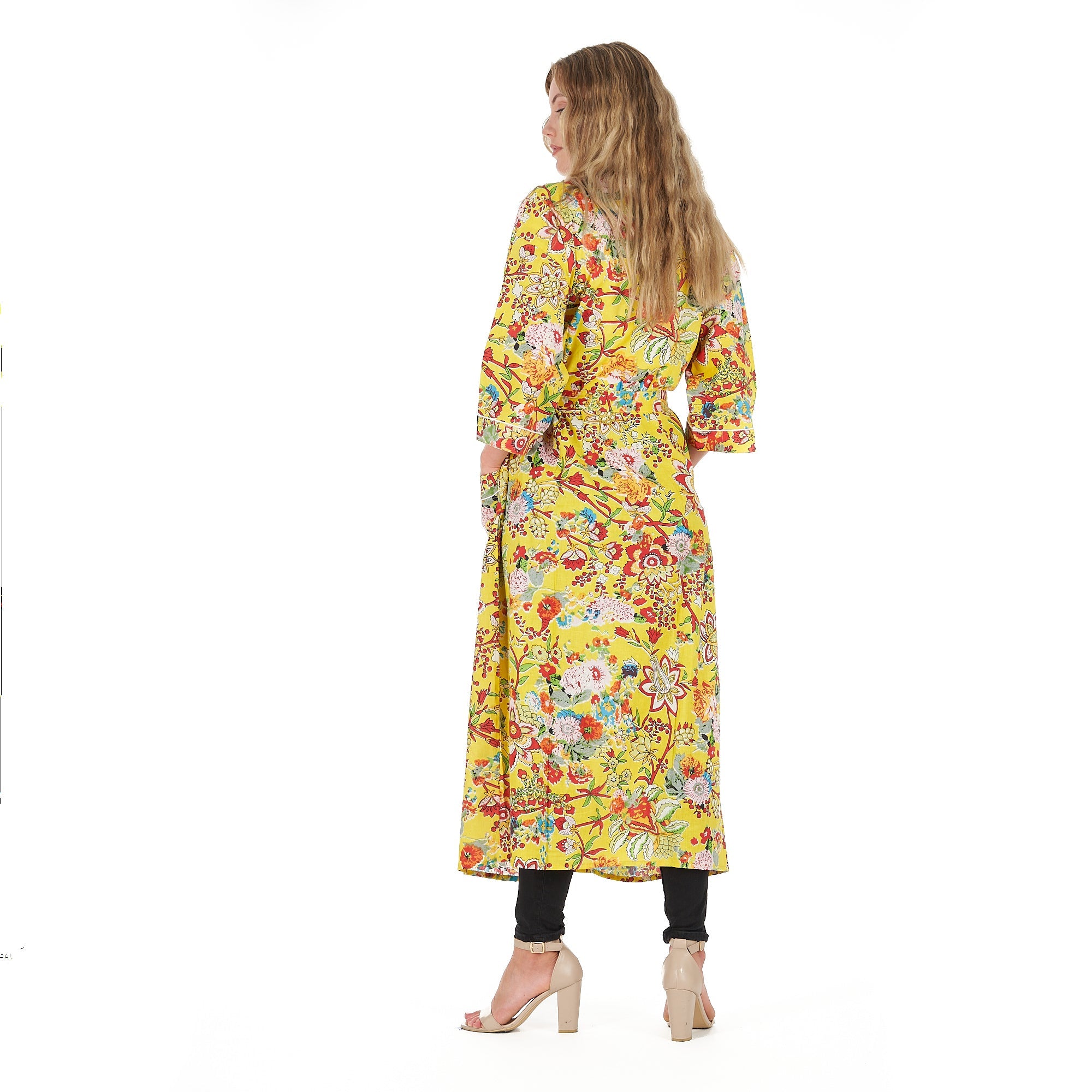 Tuscan Sunshine Cotton Kimono Robe