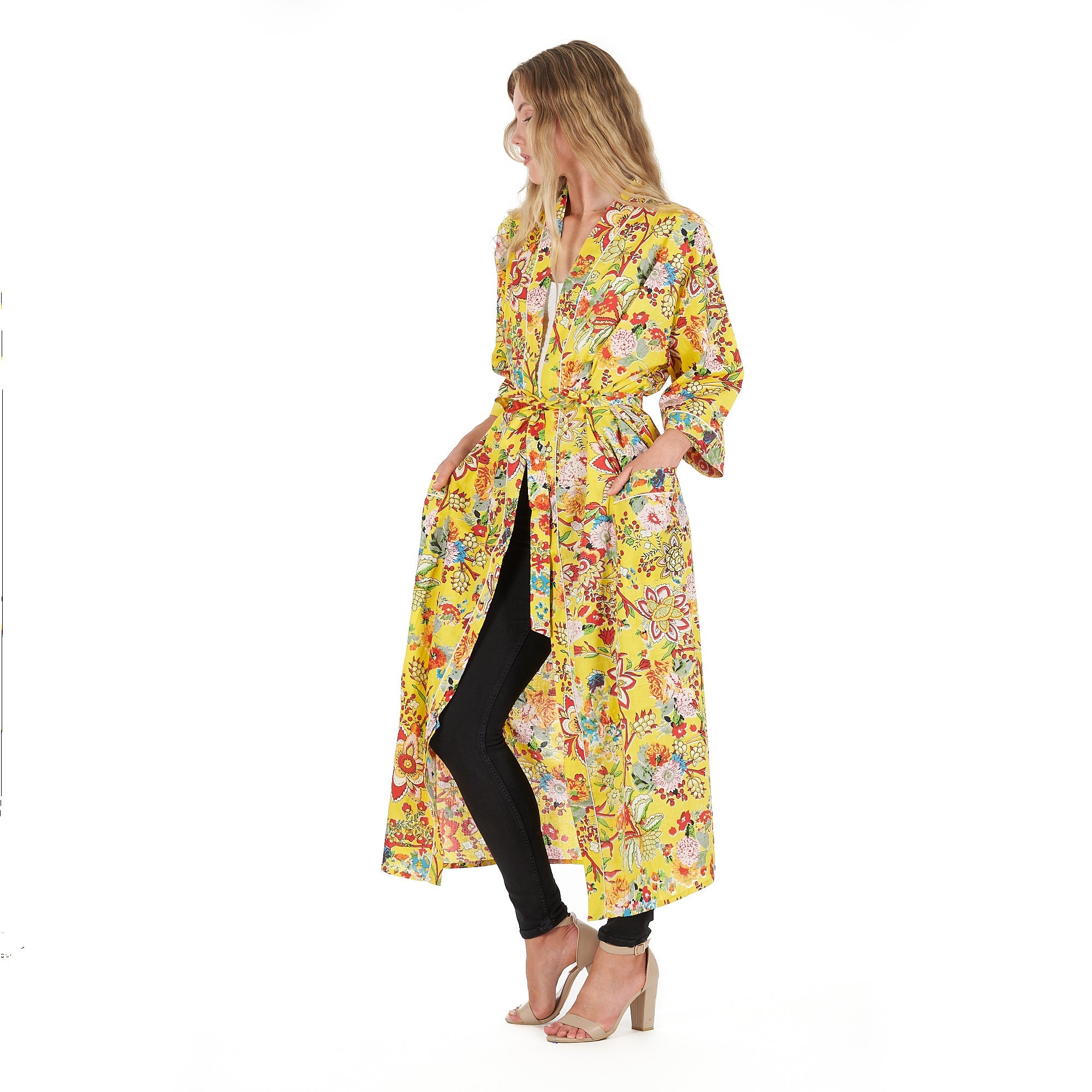 Tuscan Sunshine Cotton Kimono Robe