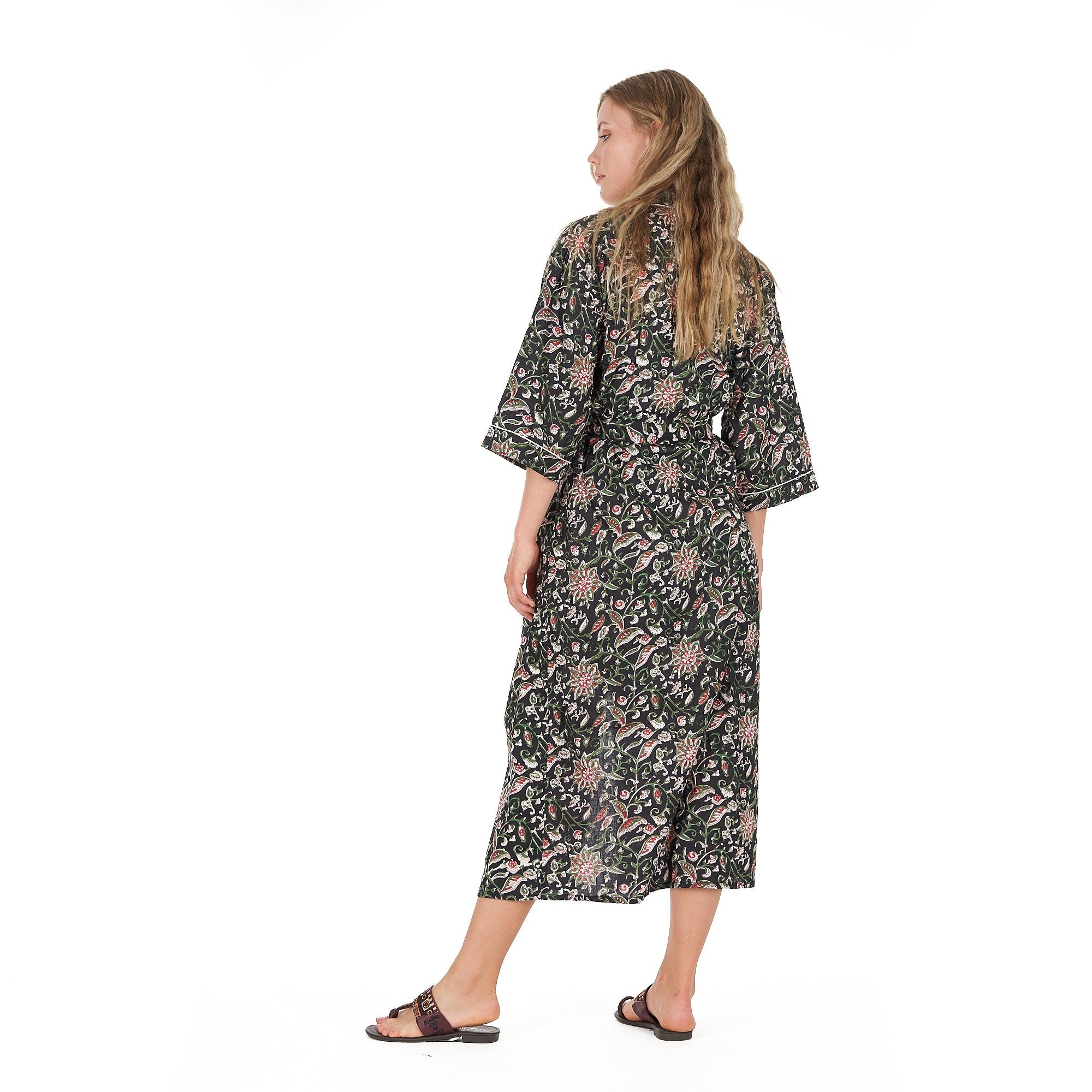 Noir Oasis Cotton Kimono Robe