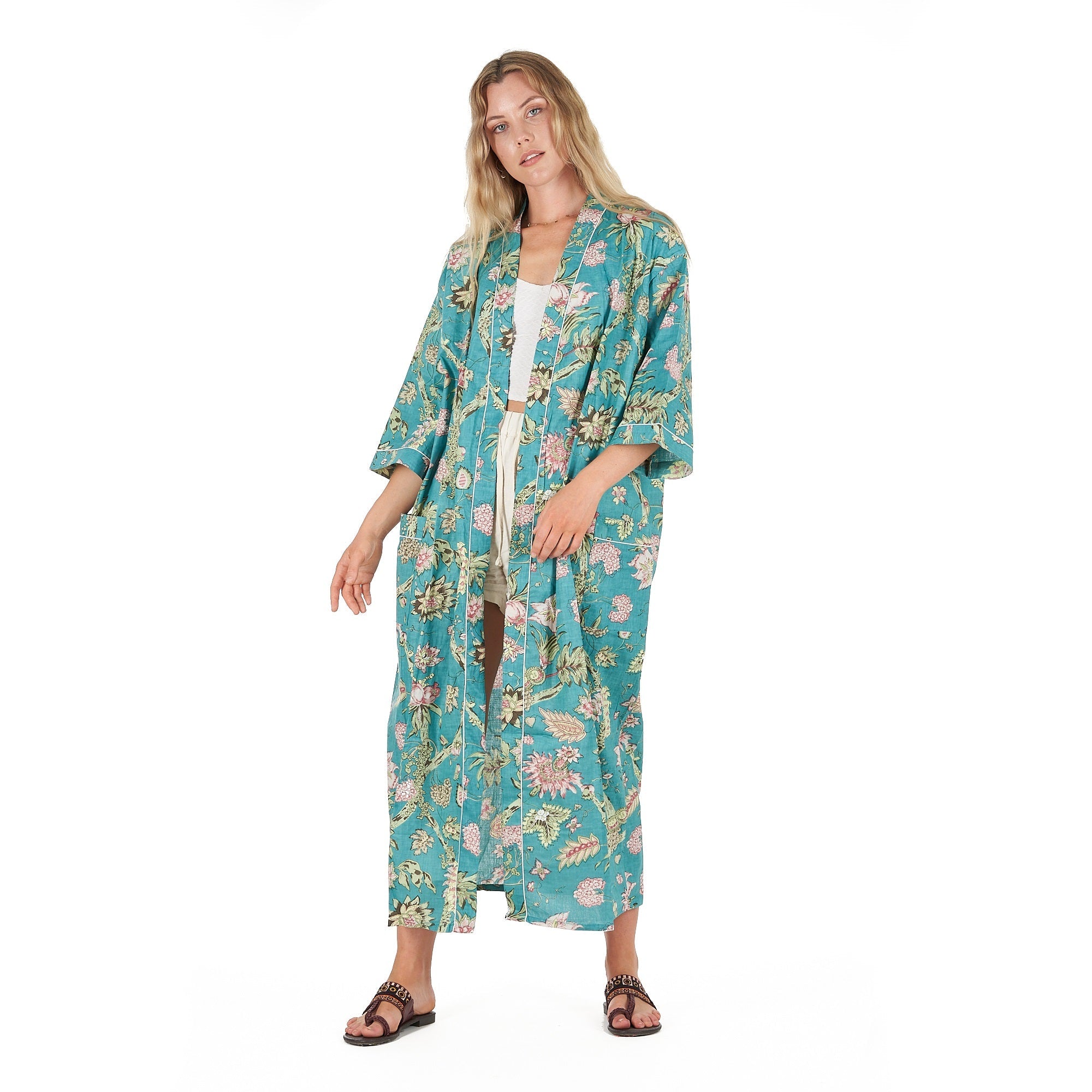 Coastal Cool Cotton Kimono Robe