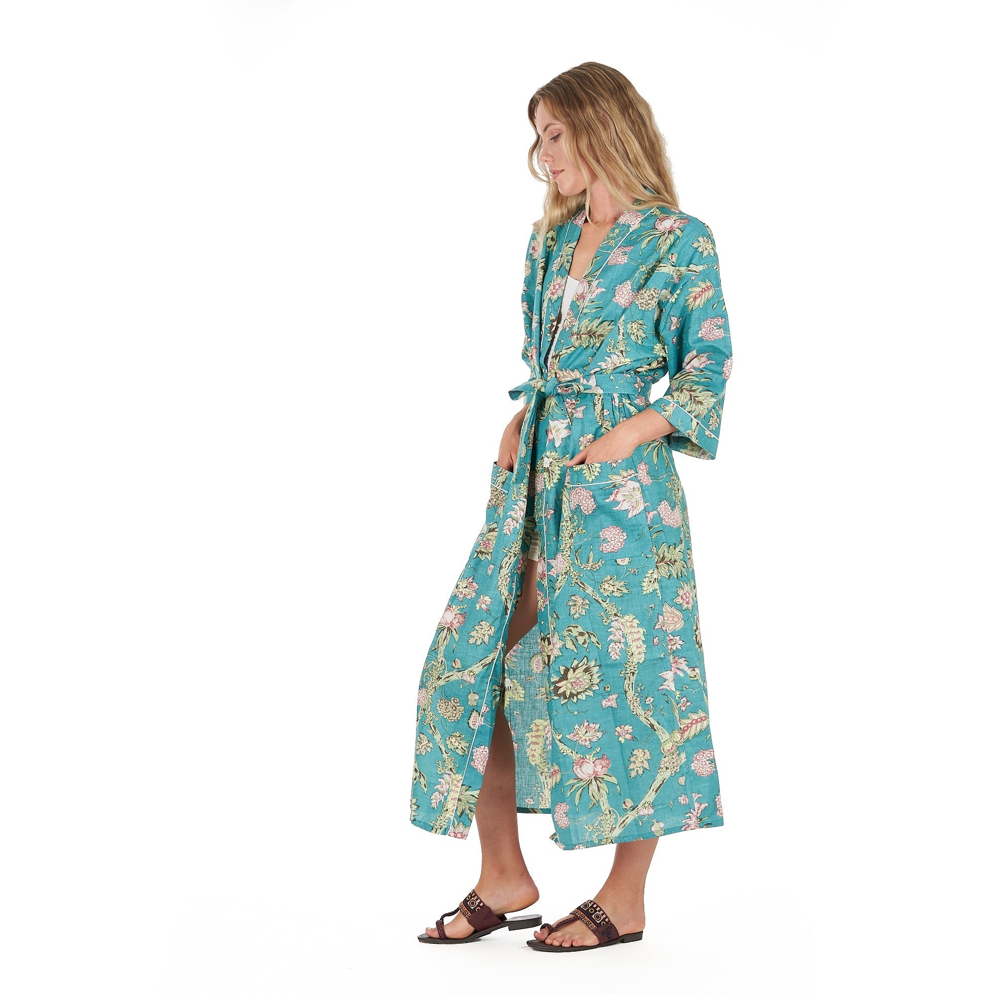 Coastal Cool Cotton Kimono Robe