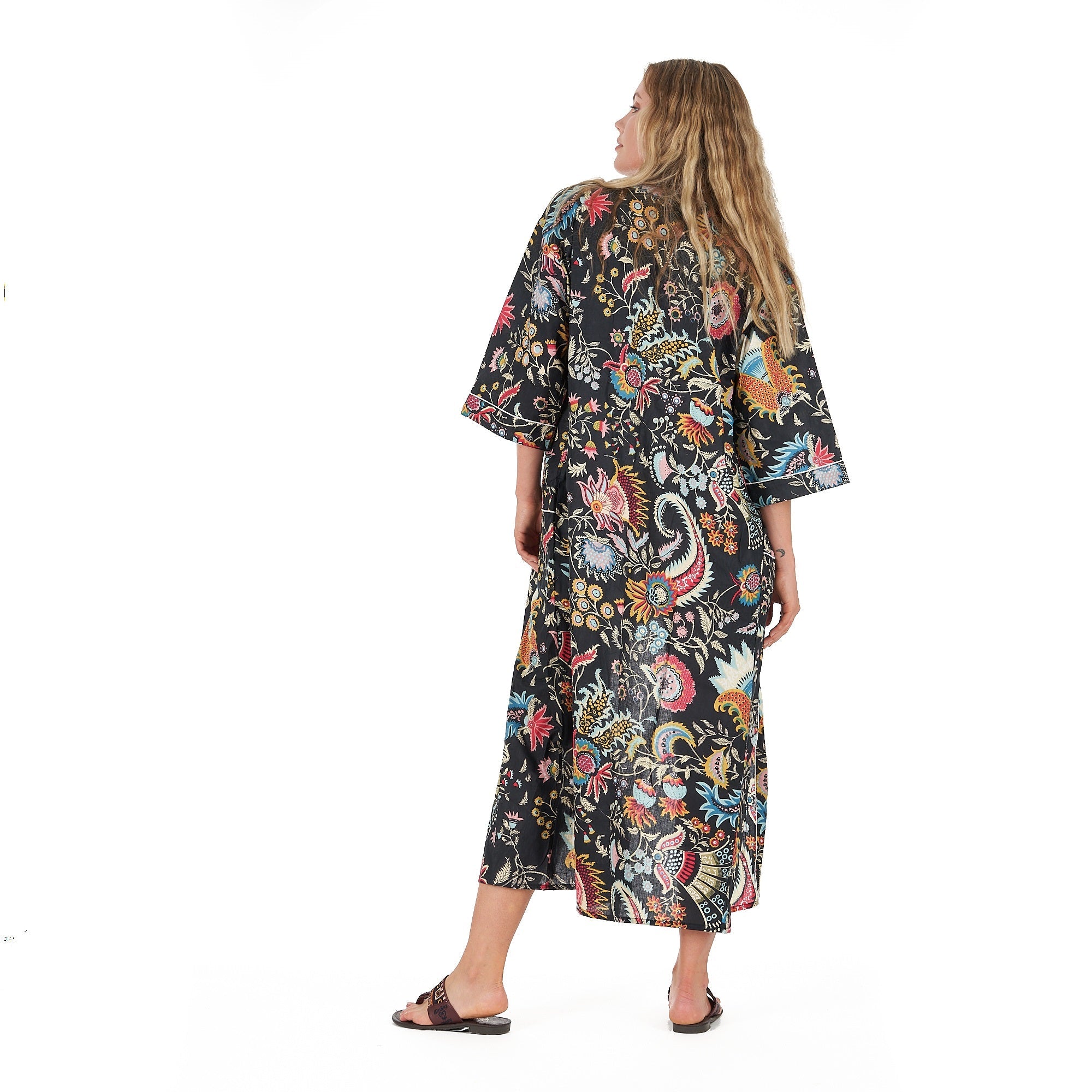 Twilight Tropics Cotton Kimono Robe