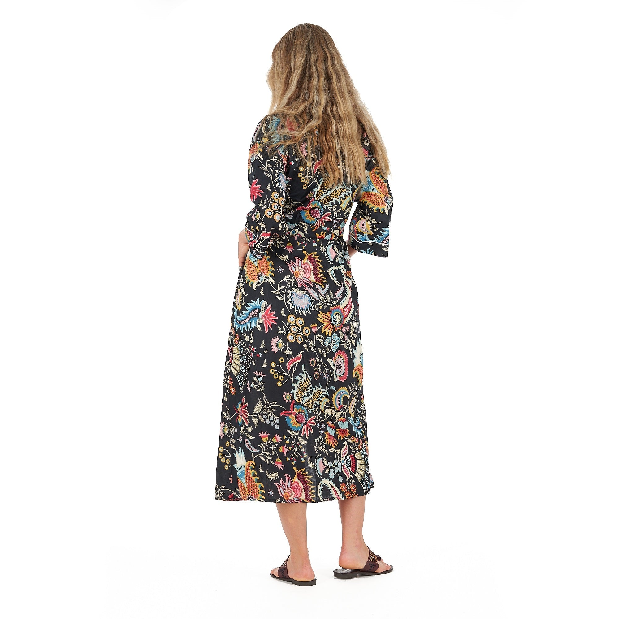 Twilight Tropics Cotton Kimono Robe