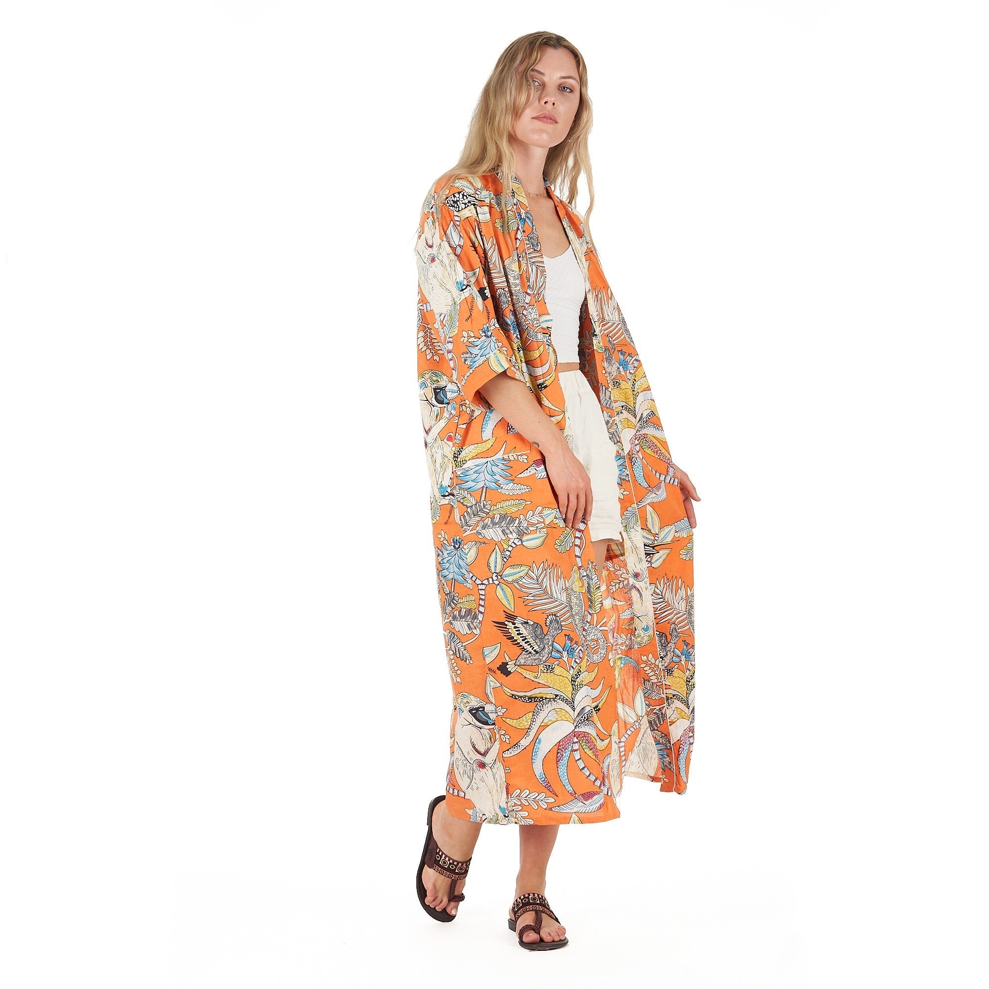 Paradise Petals Cotton Kimono Robe