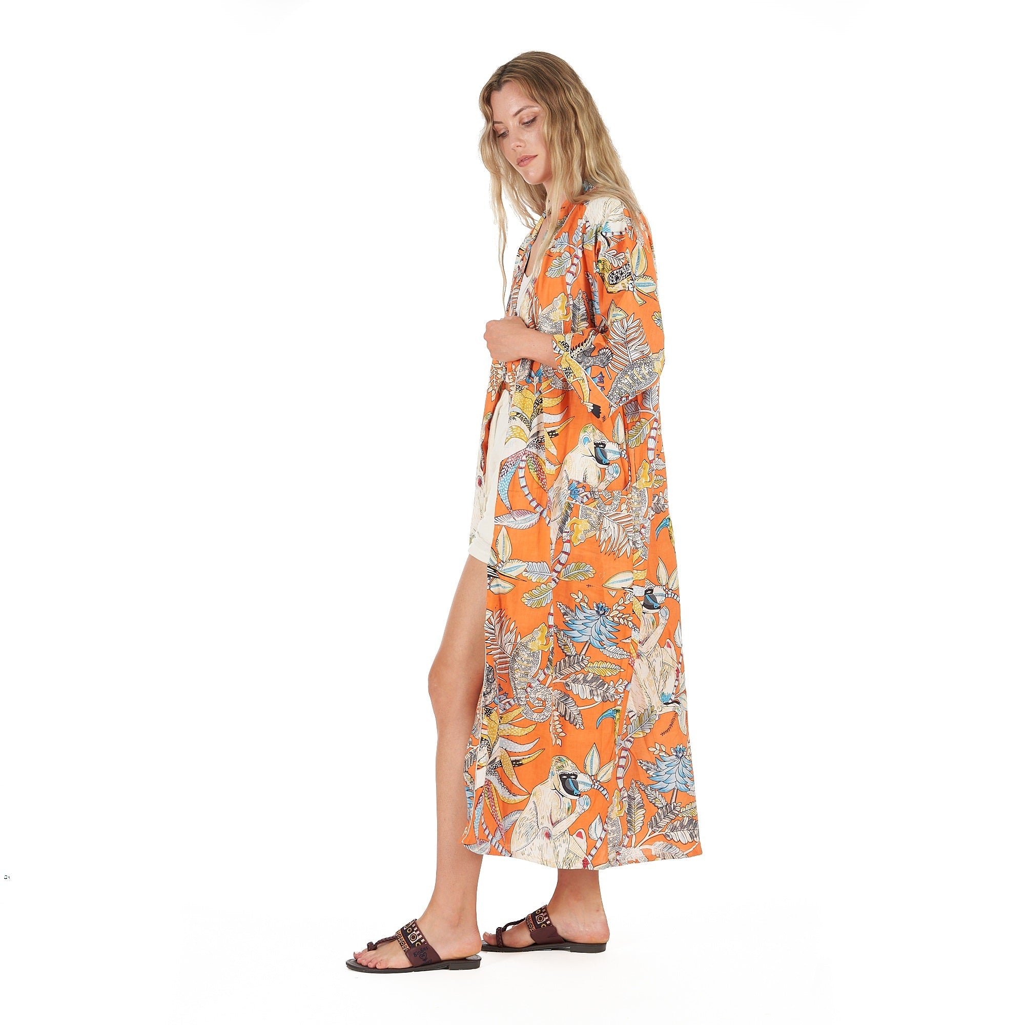 Paradise Petals Cotton Kimono Robe