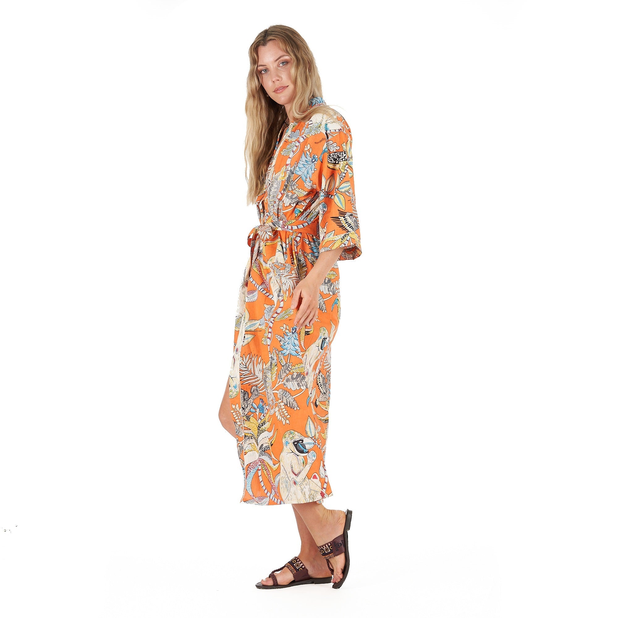 Paradise Petals Cotton Kimono Robe