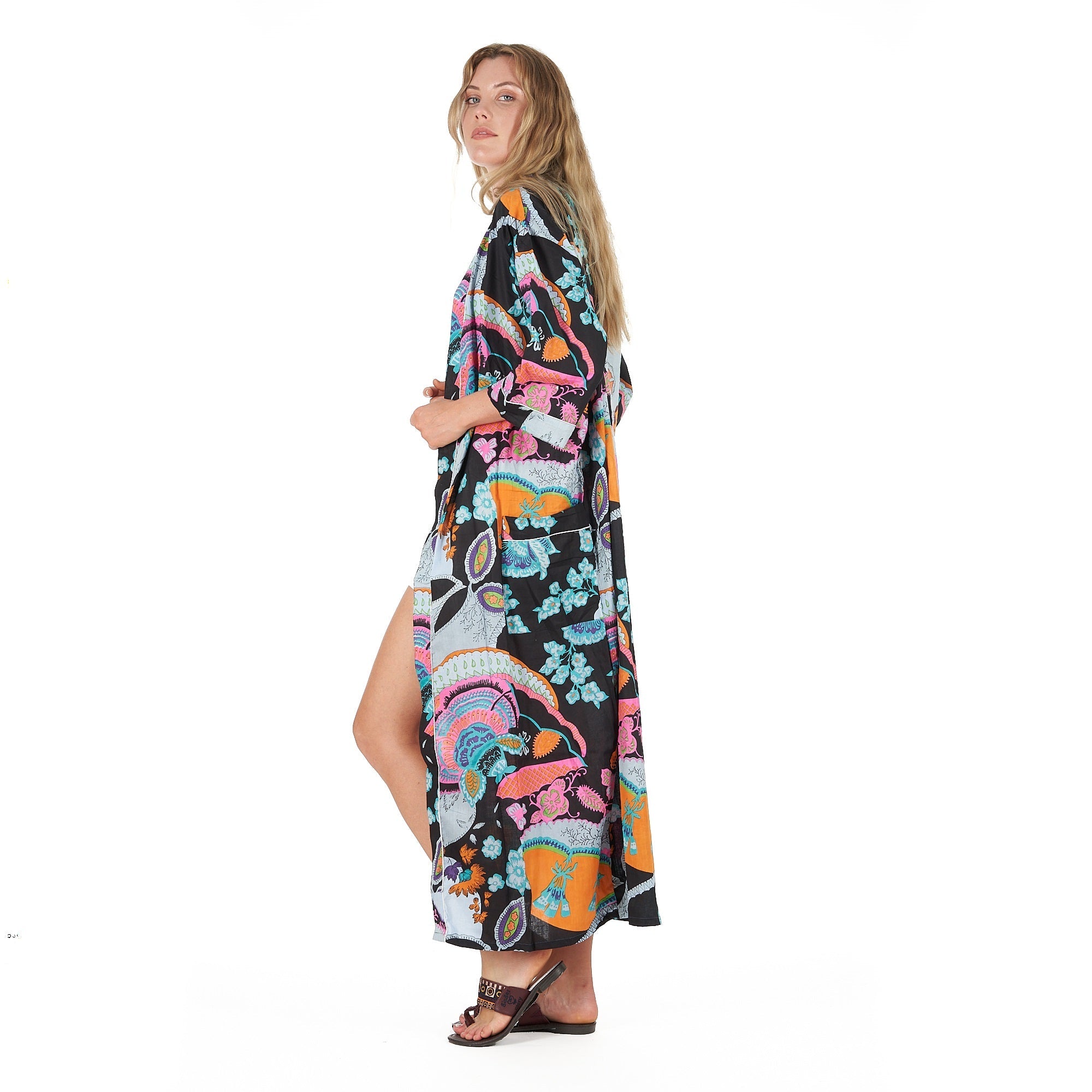 Moonlit Flora Cotton Kimono Robe