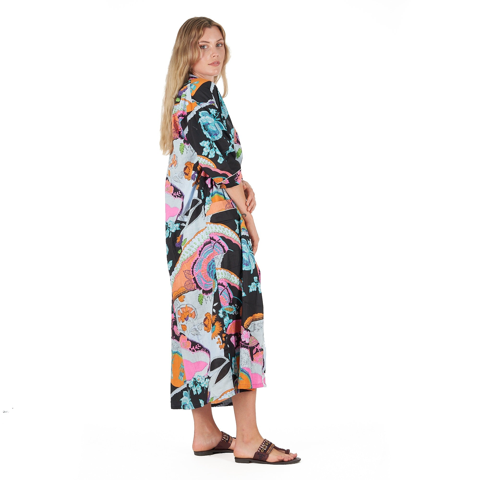 Moonlit Flora Cotton Kimono Robe