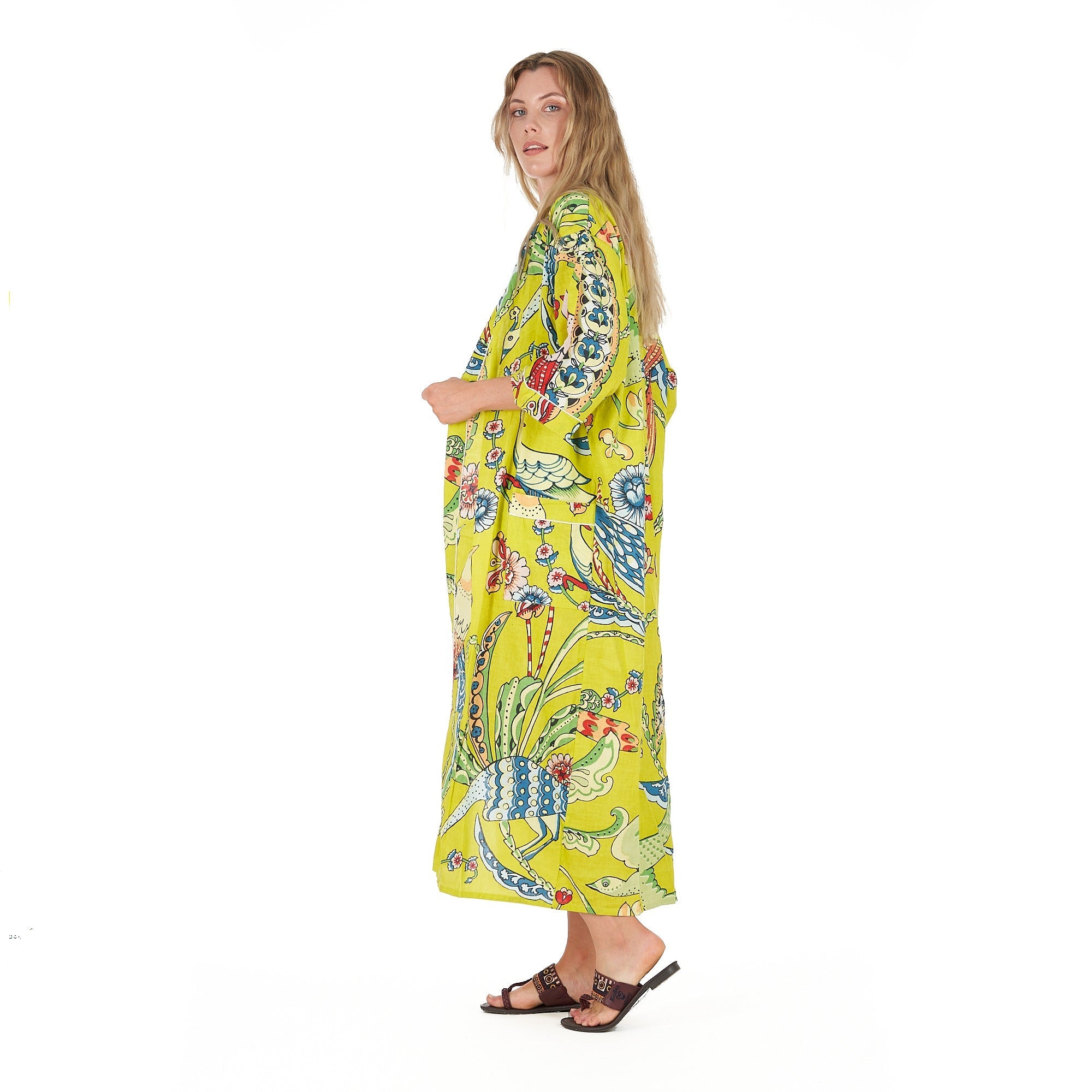 Vibrant Paradise Cotton Kimono Robe