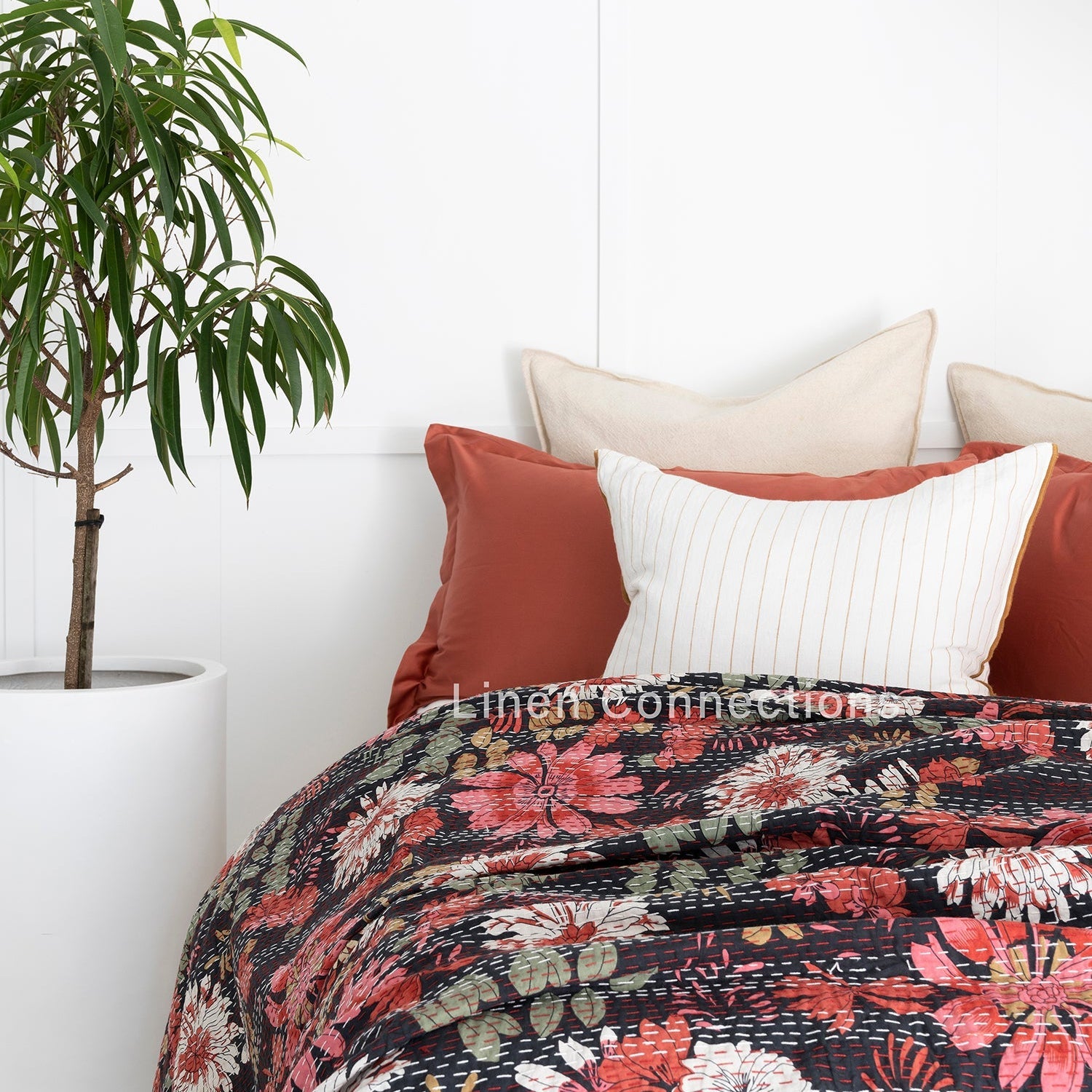 Meadows Boho Eclectica Indian Kantha Quilt