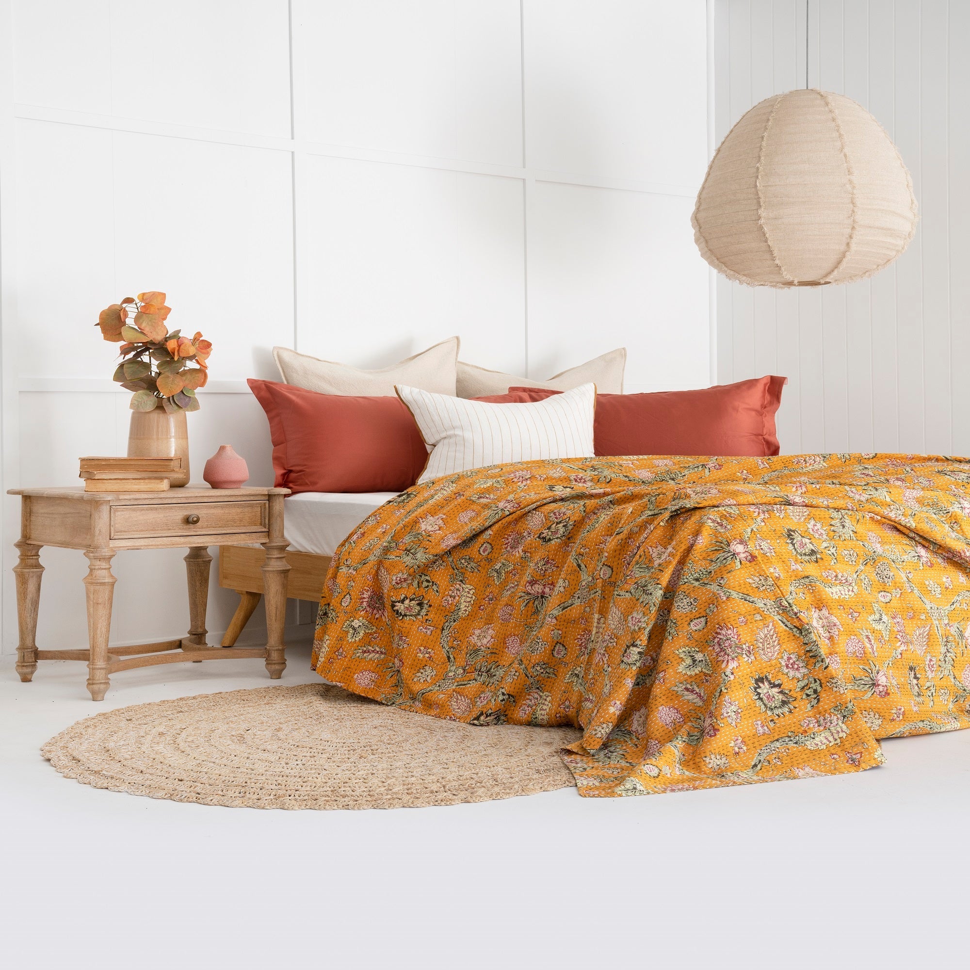 Autumn Kantha Quilt – Block Print Baby Blanket