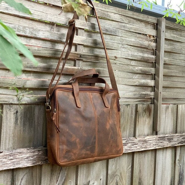 Rustic Full Grain Leather Bag Laptop Briefcase