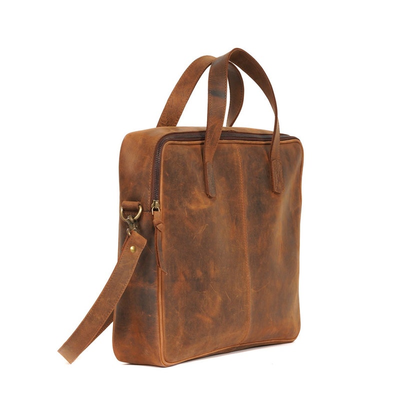 Rustic Full Grain Leather Bag Laptop Briefcase