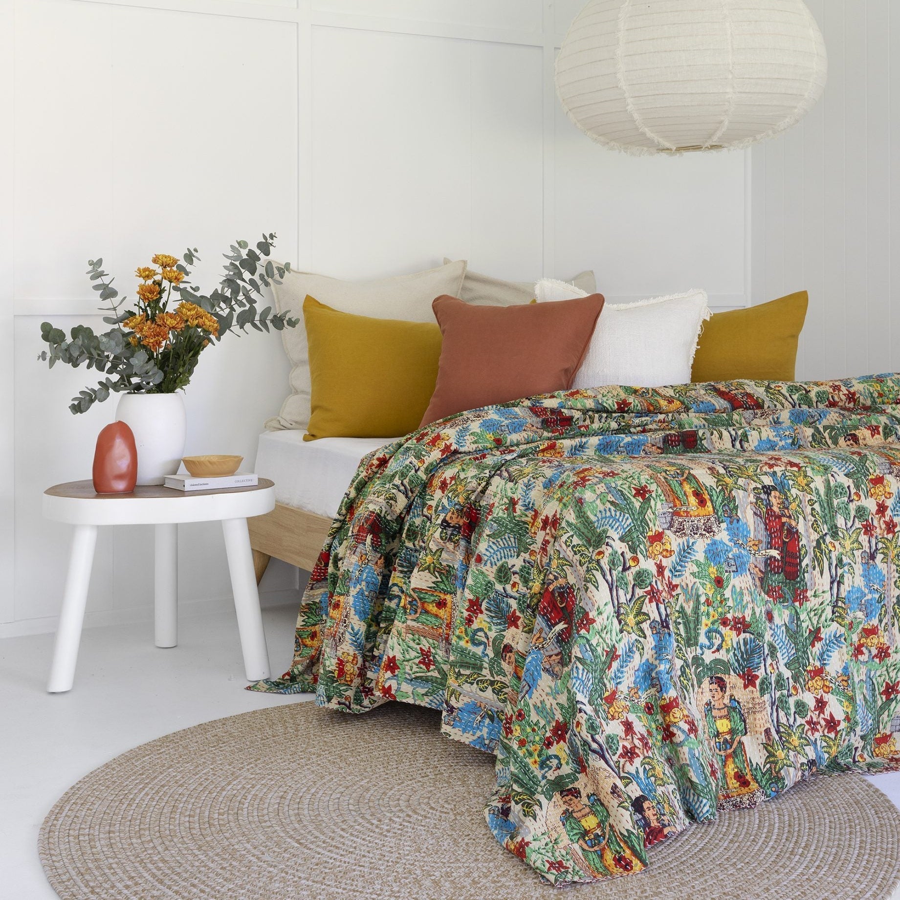 Frida Kantha Quilt Blanket - Indian Bedspread