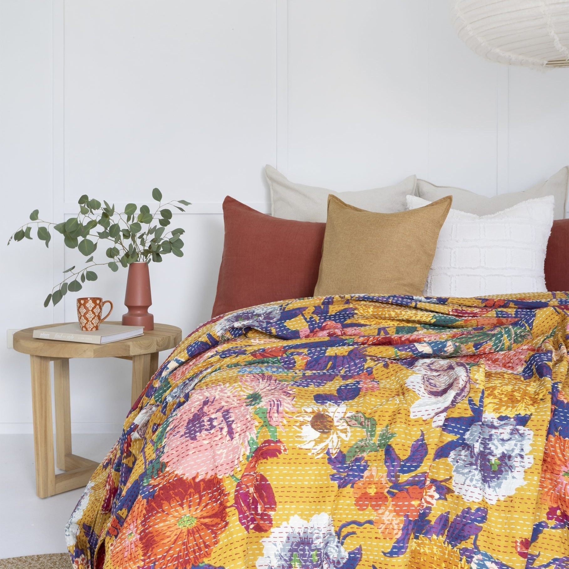 Ginny Kantha Quilt Blanket - Indian Bedspread