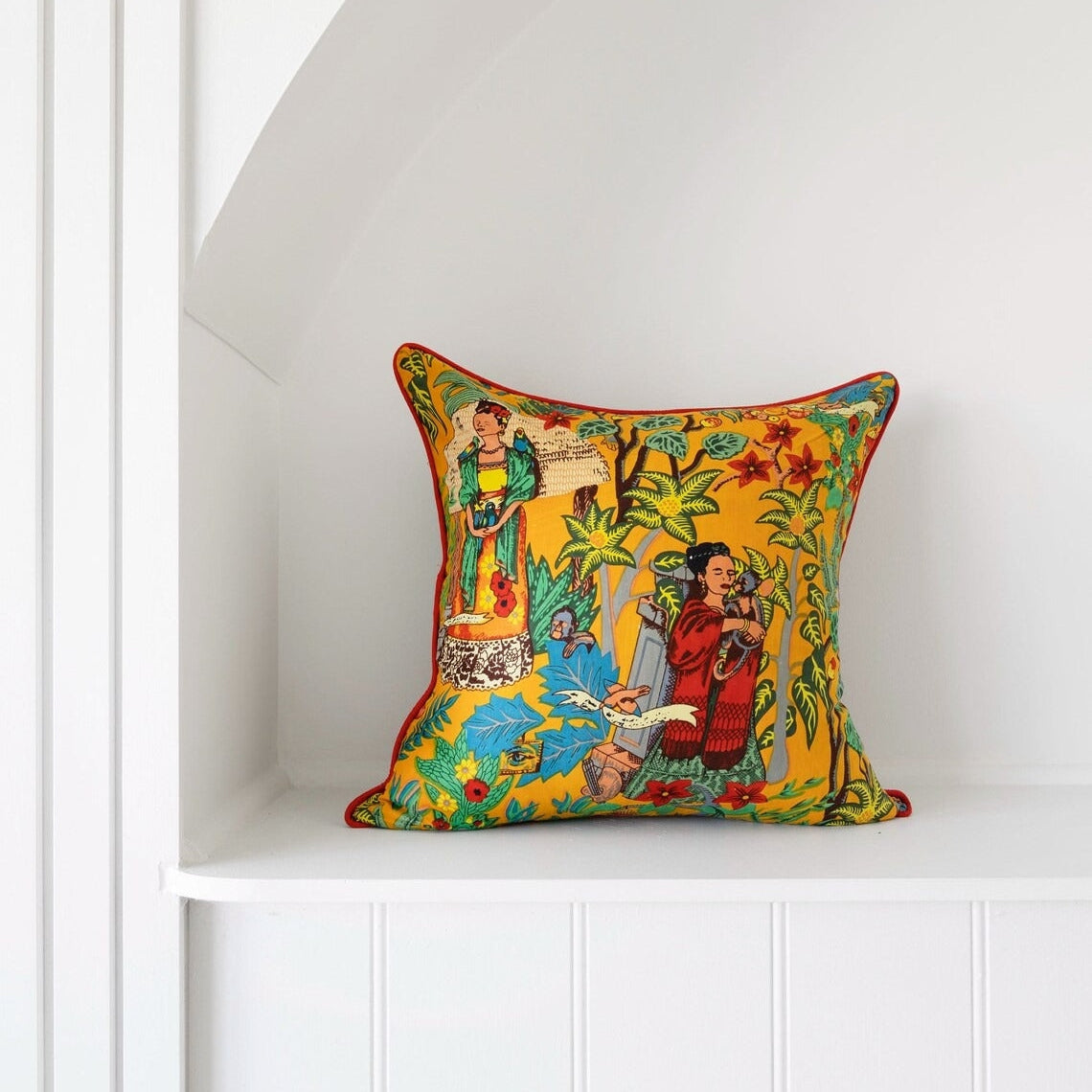 Cotton Cushion Cover - Frida Mustard | Boho Accent