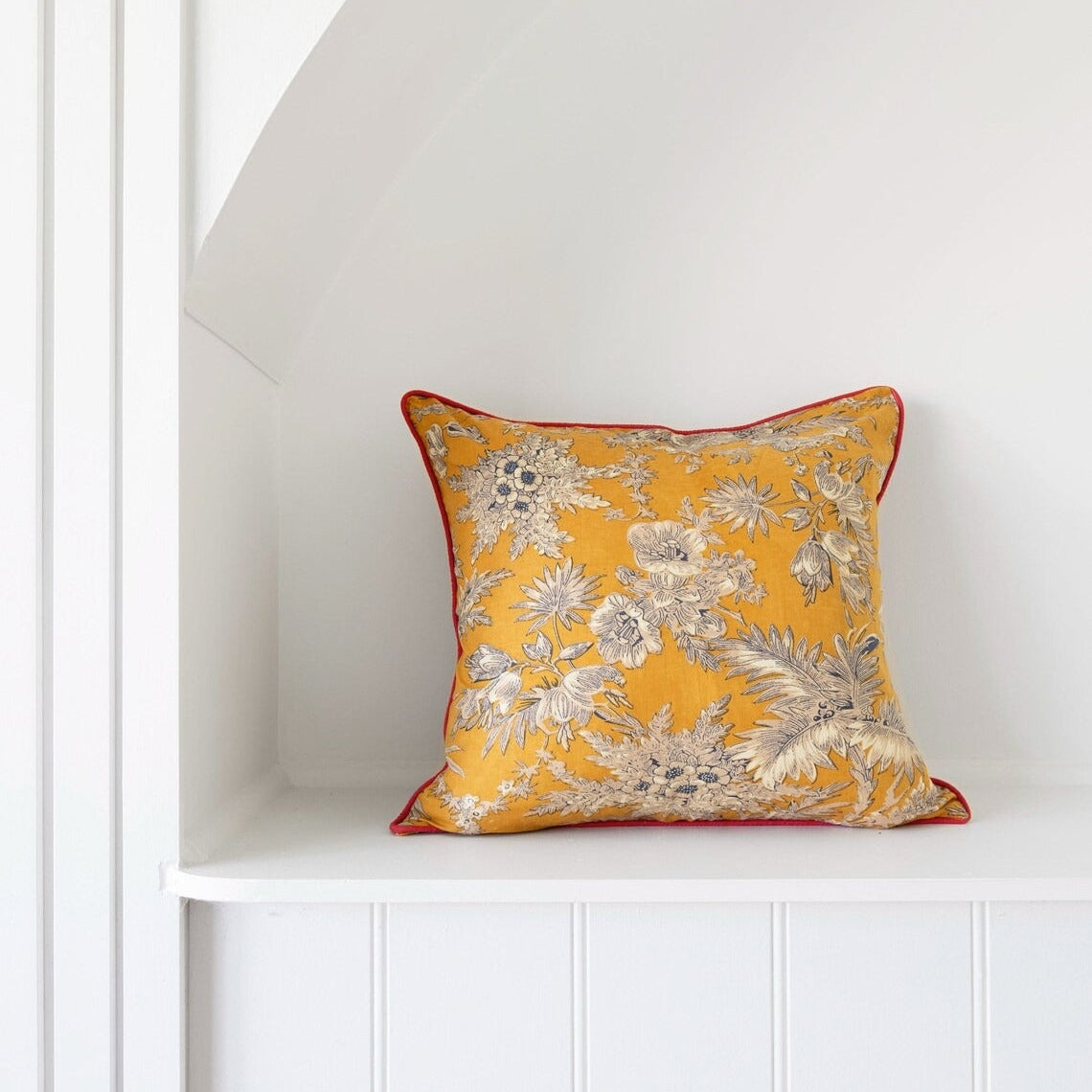 Cotton Cushion Cover - Canary Floral | Bright & Fresh