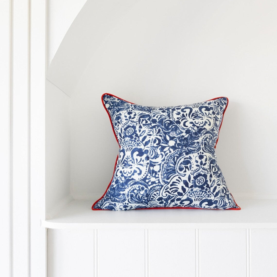 Frida Cushion Cover - Block Print Blue | Artistic Style