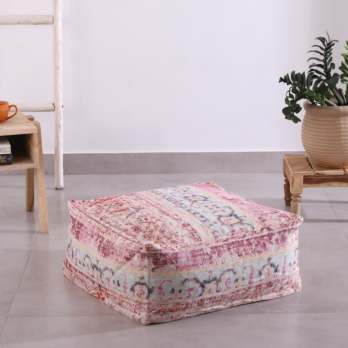 Moroccan Ottoman Cushion Cover, Pouf, Footstool - Turkish Kilim | Boho Style