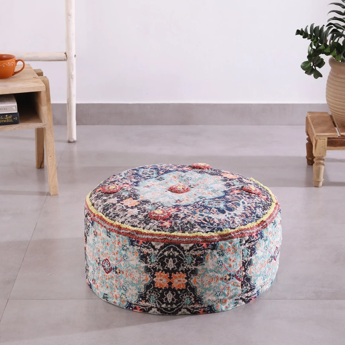 Ottoman Pouf - Round Footstool | Moroccan Style