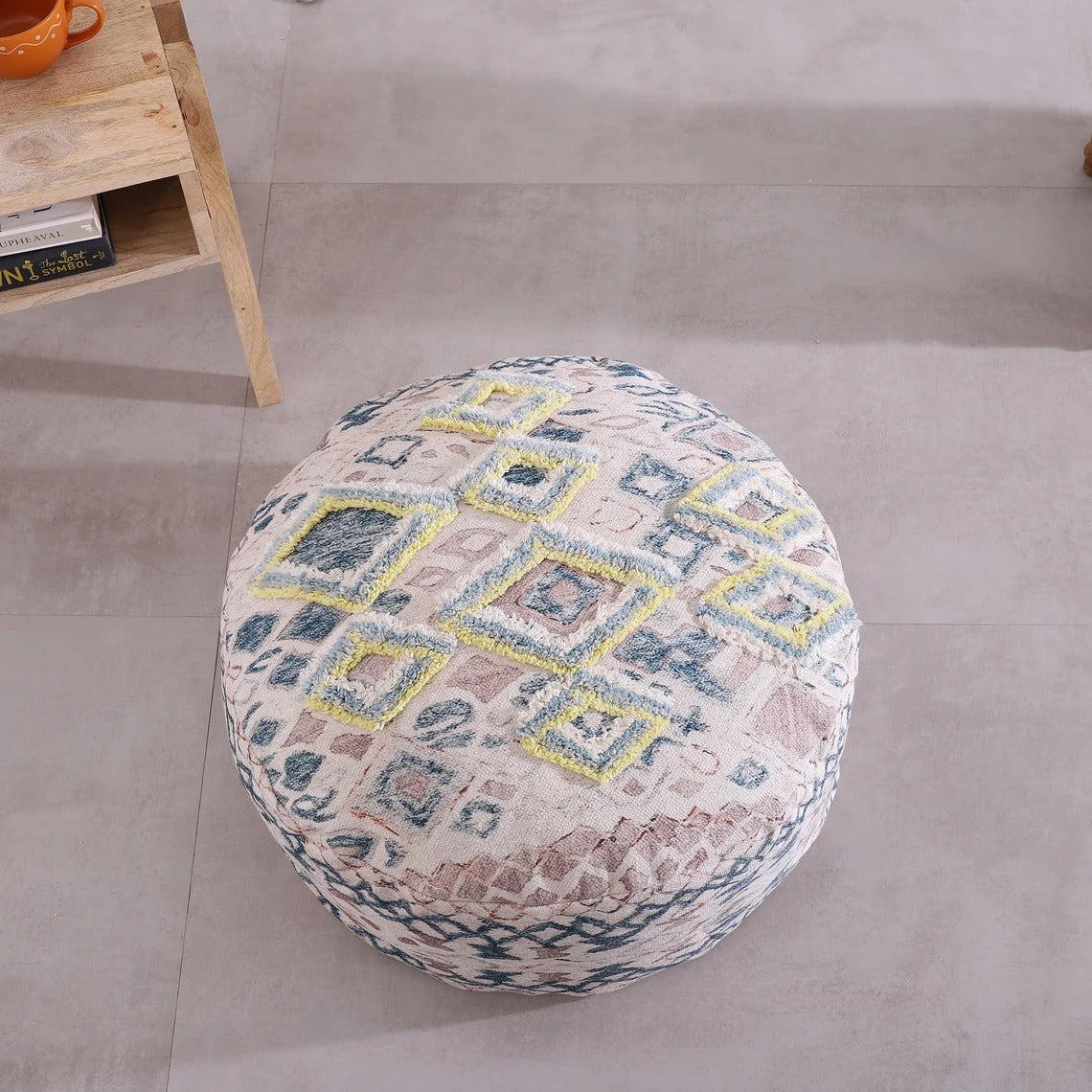 Ottoman Pouf - Pale Circle | Moroccan Decor