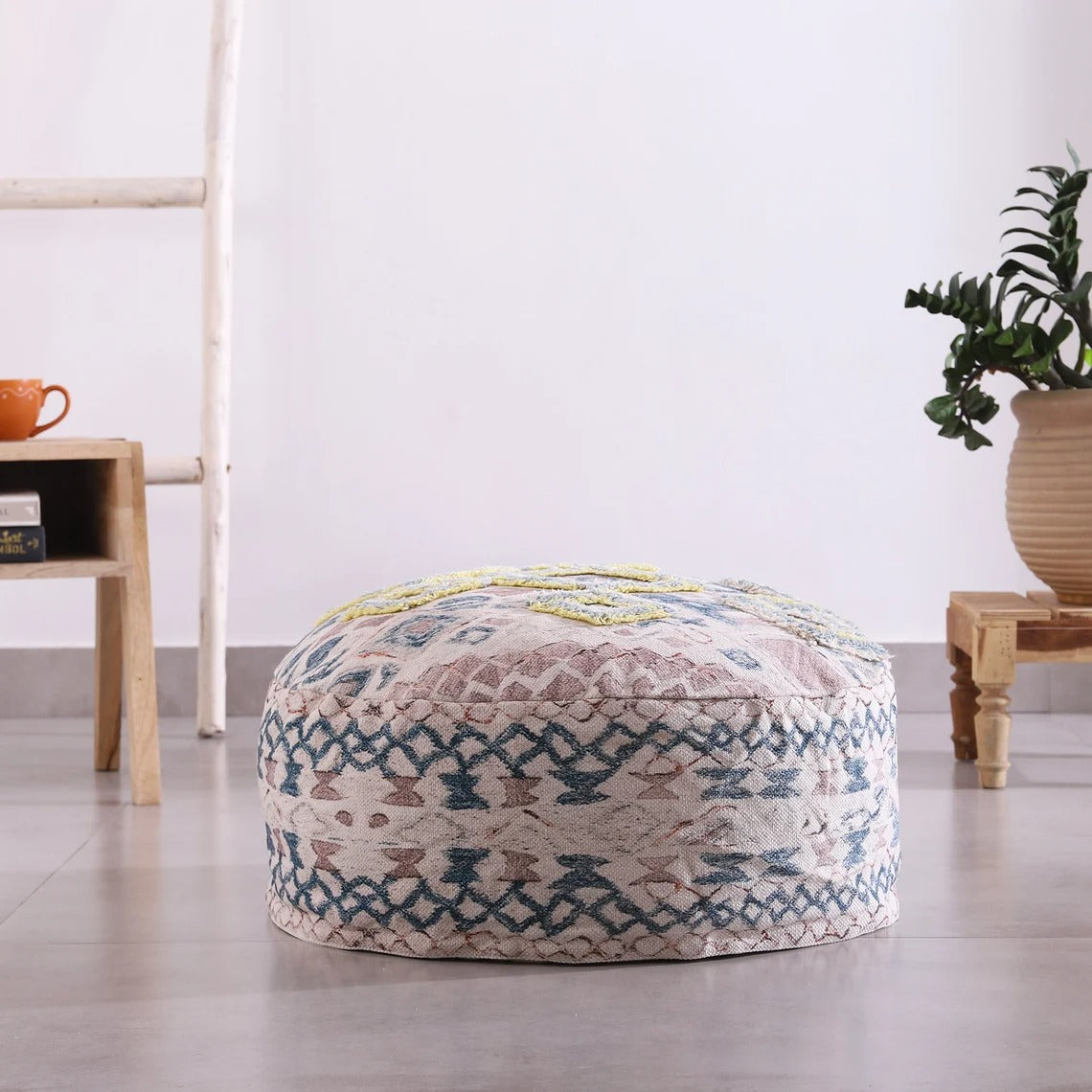 Ottoman Pouf - Pale Circle | Moroccan Decor