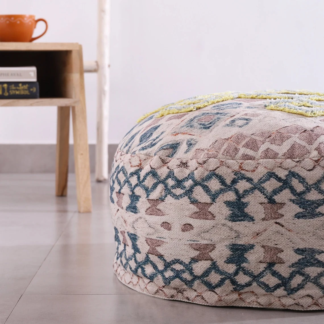 Ottoman Pouf - Pale Circle | Moroccan Decor