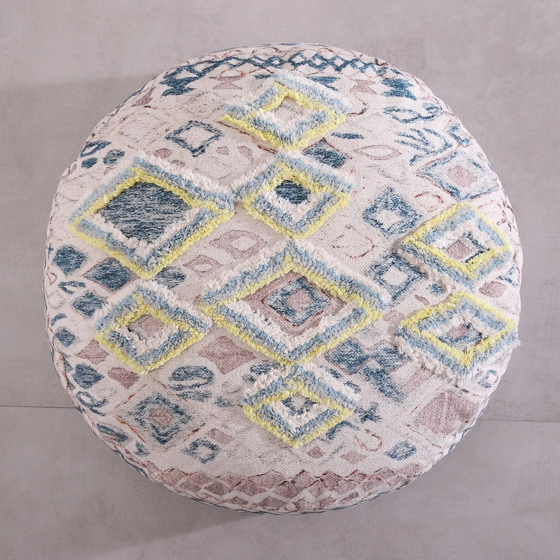 Ottoman Pouf - Pale Circle | Moroccan Decor