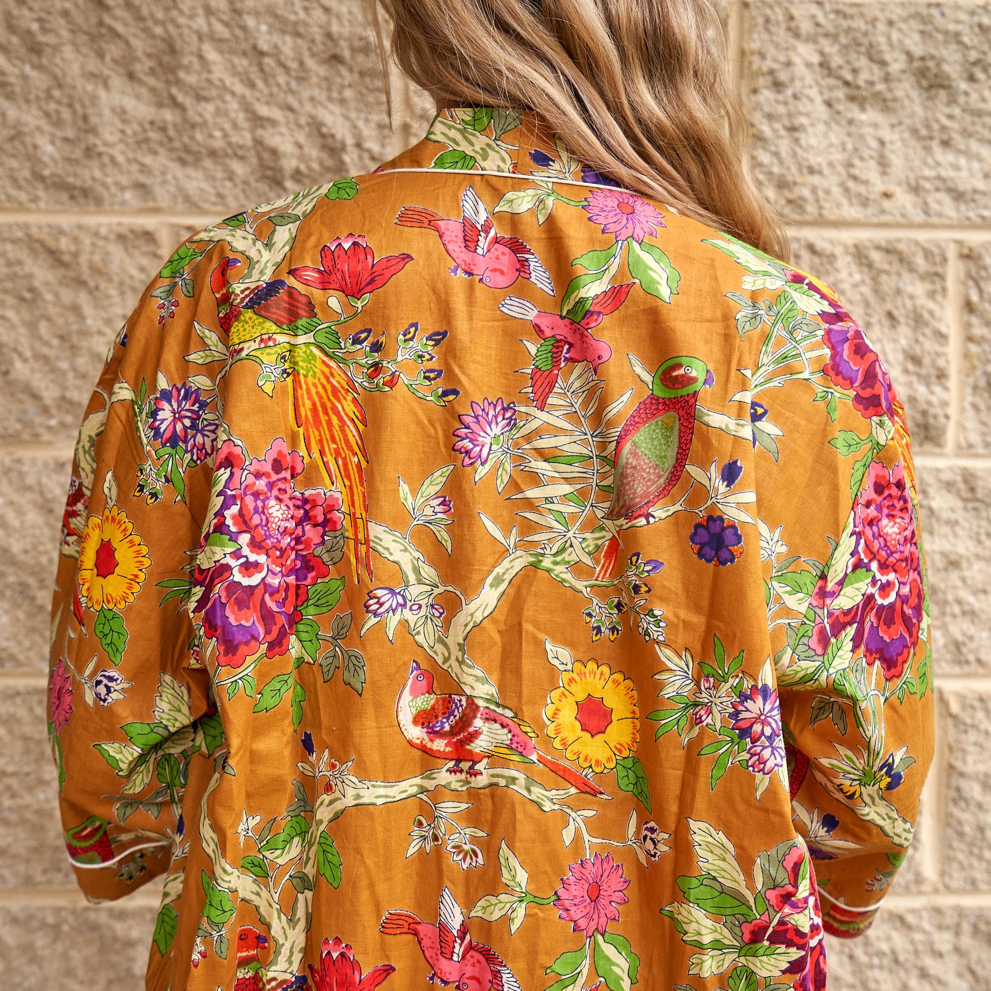 Vibrant Flora 100% Cotton Kimono Robe