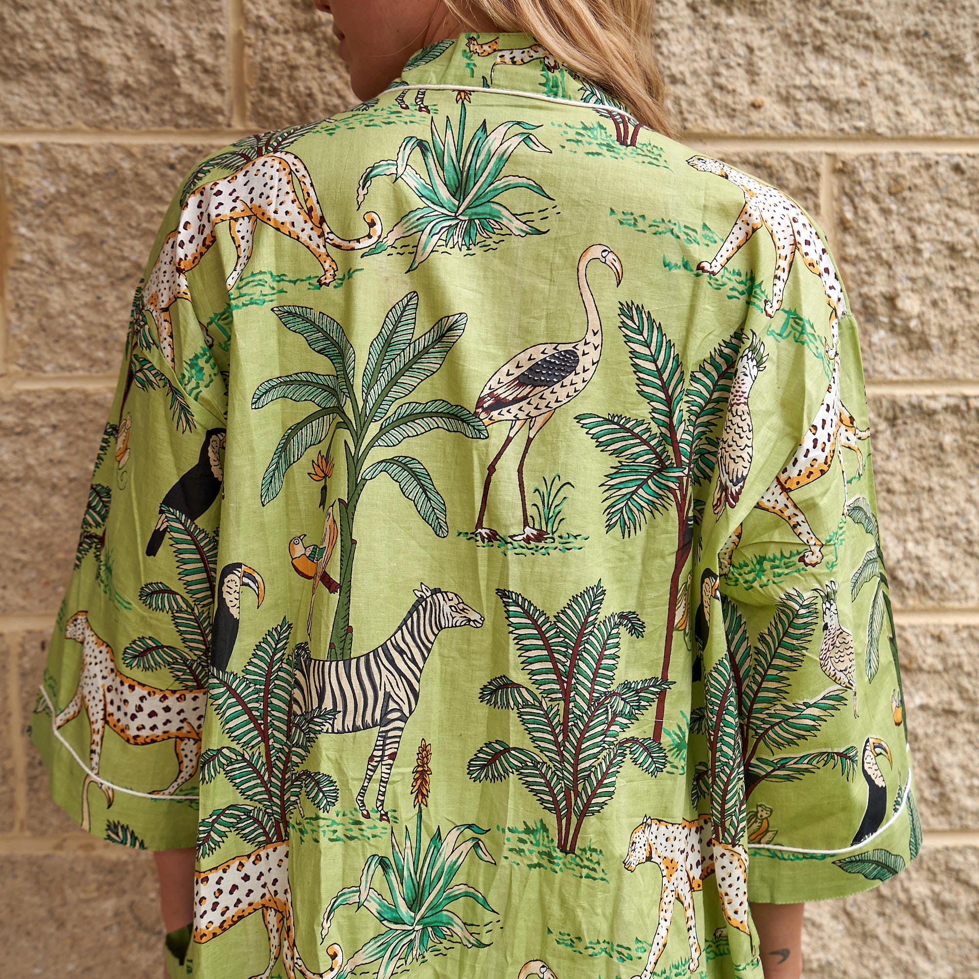 Safari Splendour 100% Cotton Kimono Robe