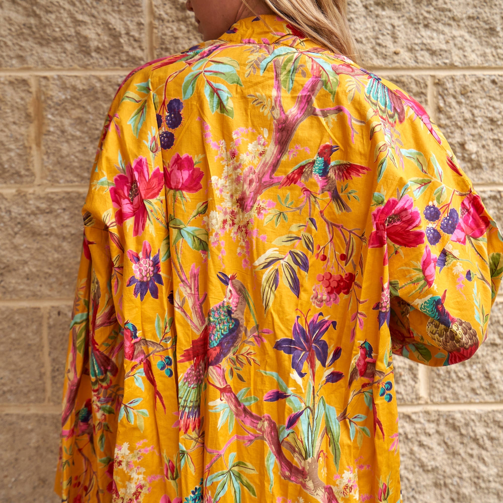 Tranquil Aviary 100% Cotton Kimono Robe