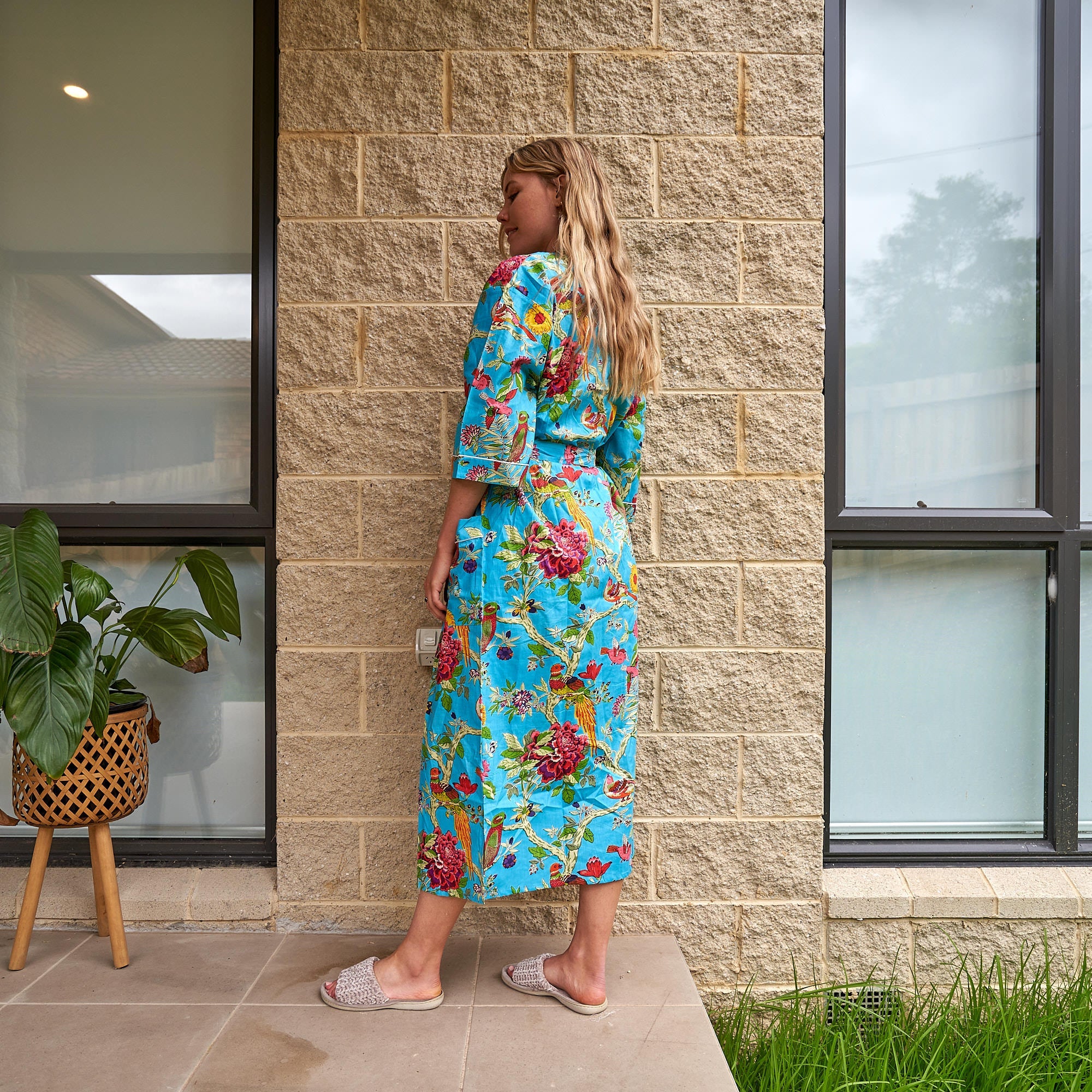 Tropical Topiary 100% Cotton Kimono Robe