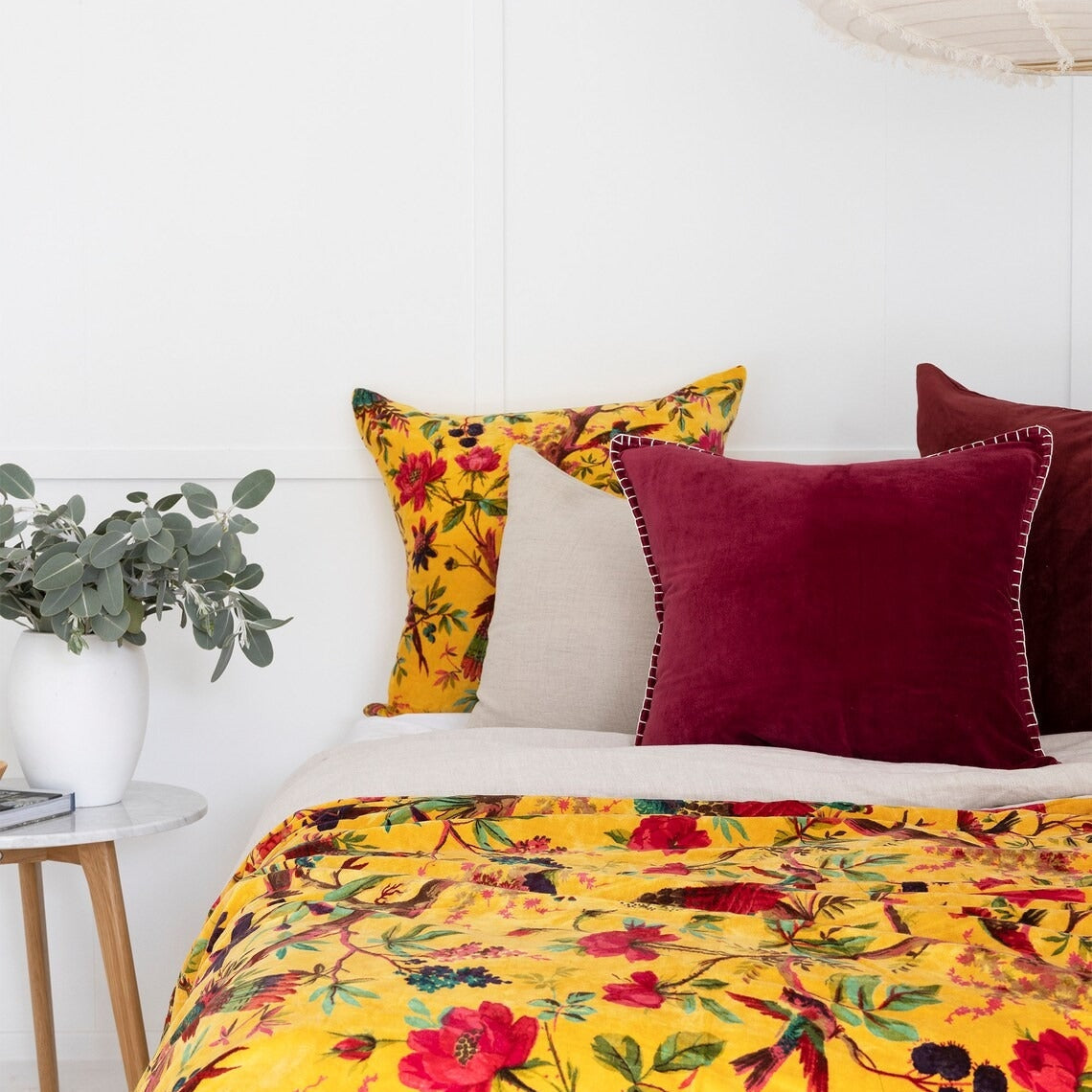 Velvet Cotton Throw - Sunflower Yellow | Boho Style