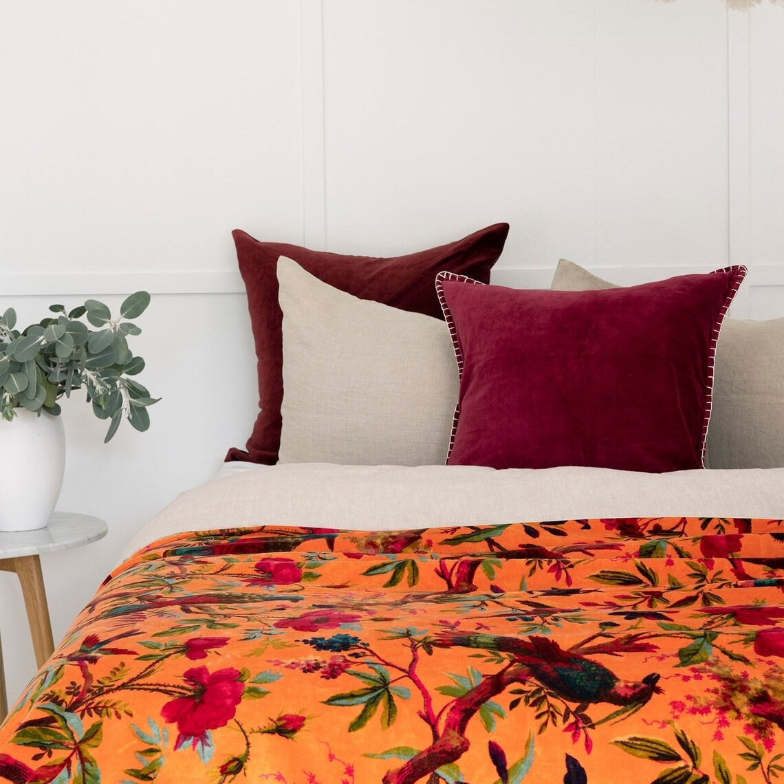 Velvet Cotton Throw - Frida Orange | Mexican Style