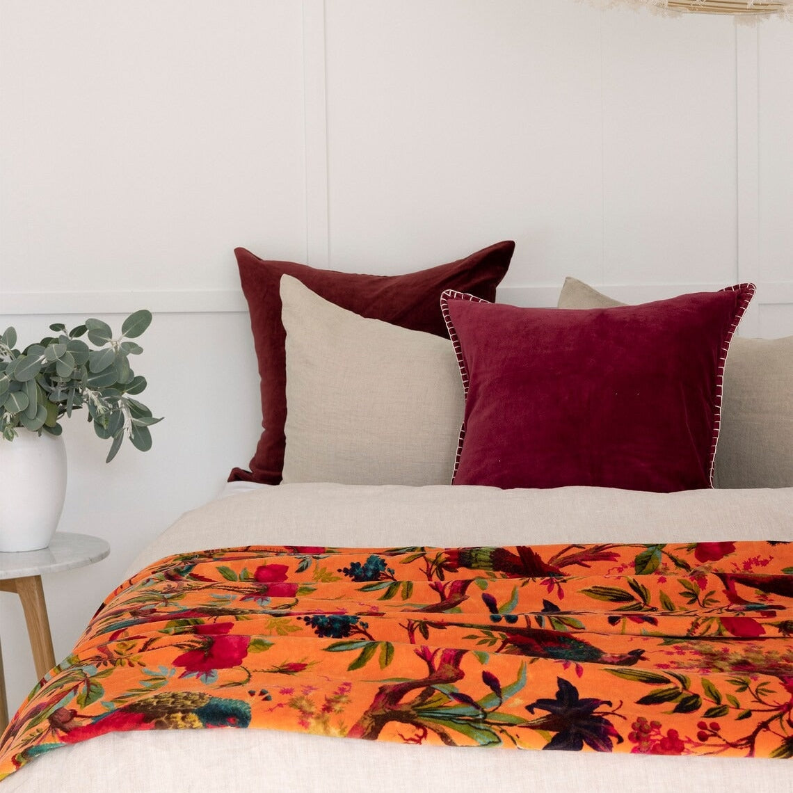 Velvet Cotton Throw - Frida Orange | Mexican Style