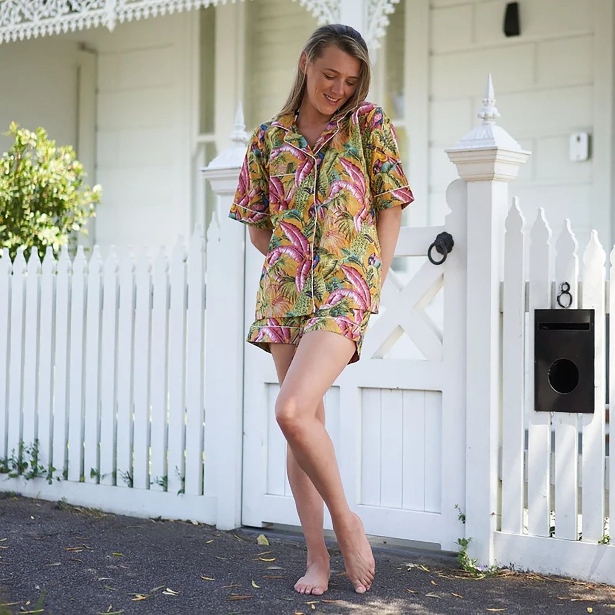 Tropical Staycation' 100% Cotton Pyjama Shorts Set | Boho Vibe