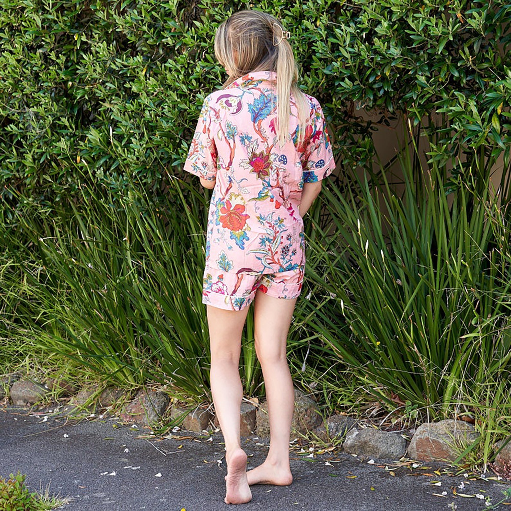 Beachside Blooms' 100% Cotton Pyjama Shorts Set | Floral Comfort