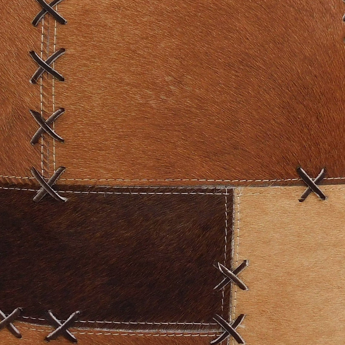 Brown Crosses - Exotic Cowhide Cushion Cover