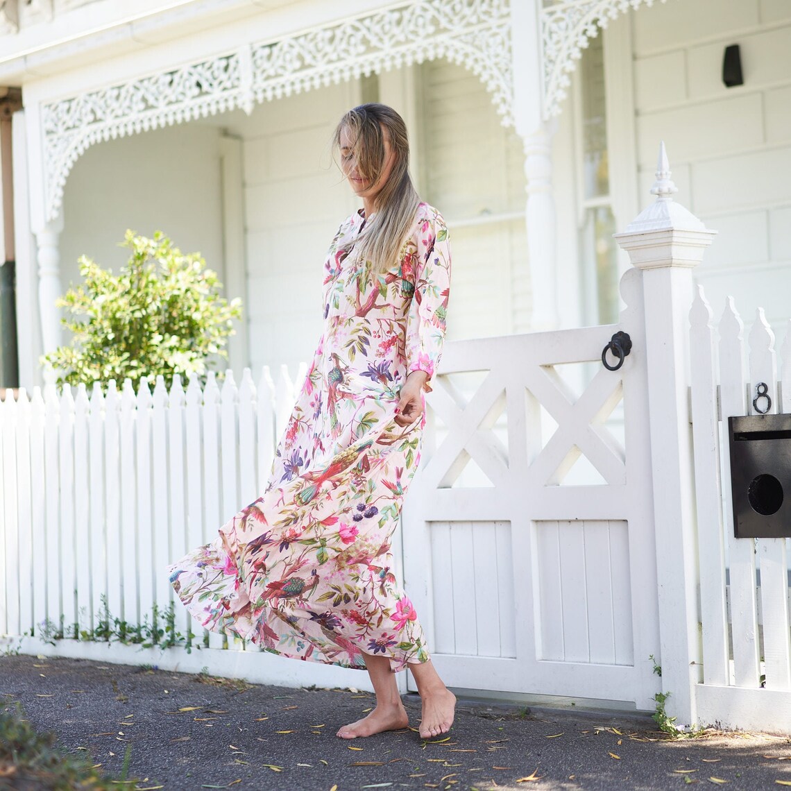 Sea, Sun, and Florals' 100% Cotton Maxi Dress | Coastal Vibe