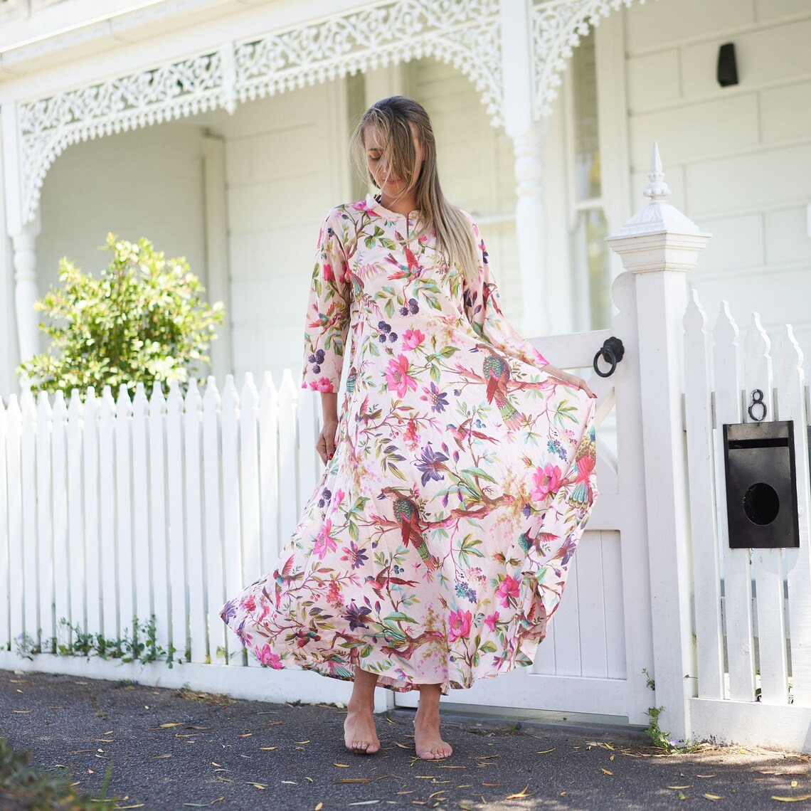 Sea, Sun, and Florals' 100% Cotton Maxi Dress | Coastal Vibe