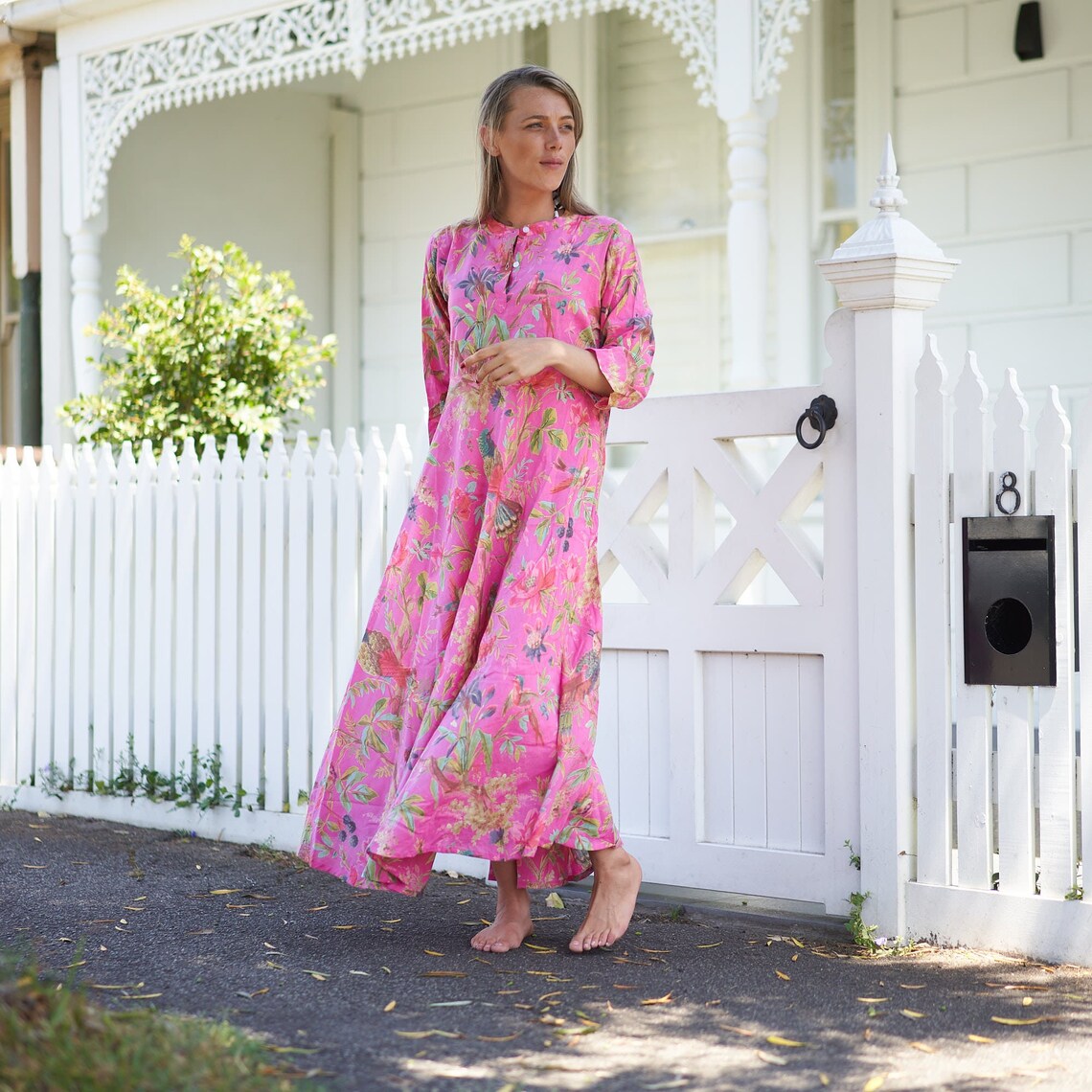 Blossoming Bliss' 100% Cotton Maxi Dress | Floral Boho Look